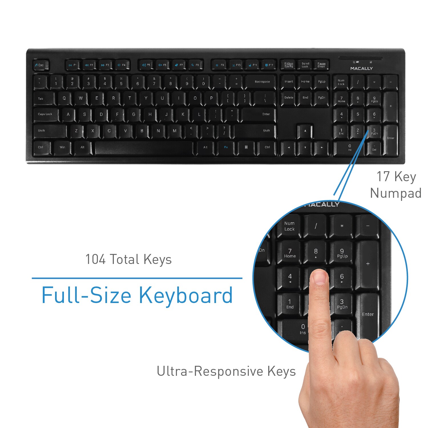 Macally Wireless Keyboard And Mouse Combo Bundle For Pc, Desktop ...