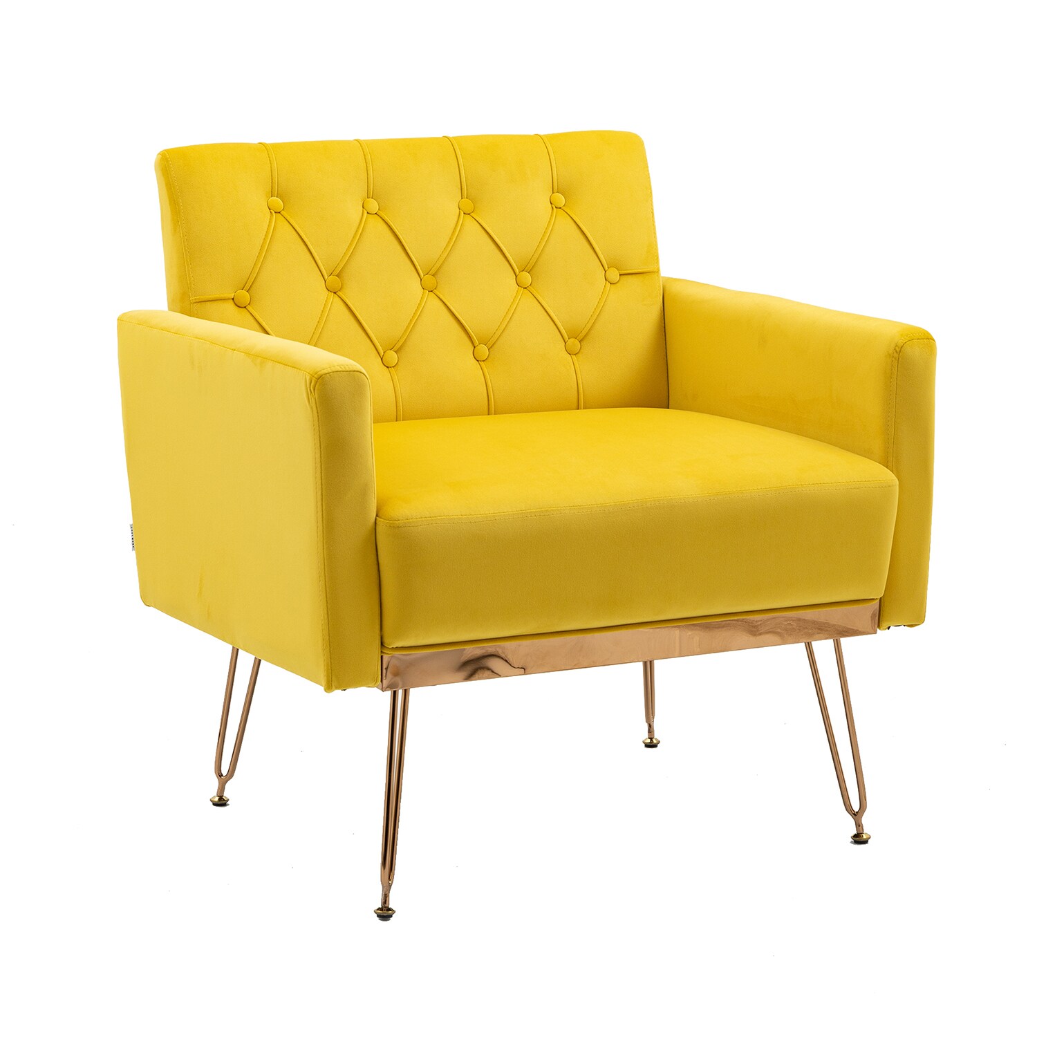 Bybafun YA6100122 Casual Yellow Velvet Accent Chair
