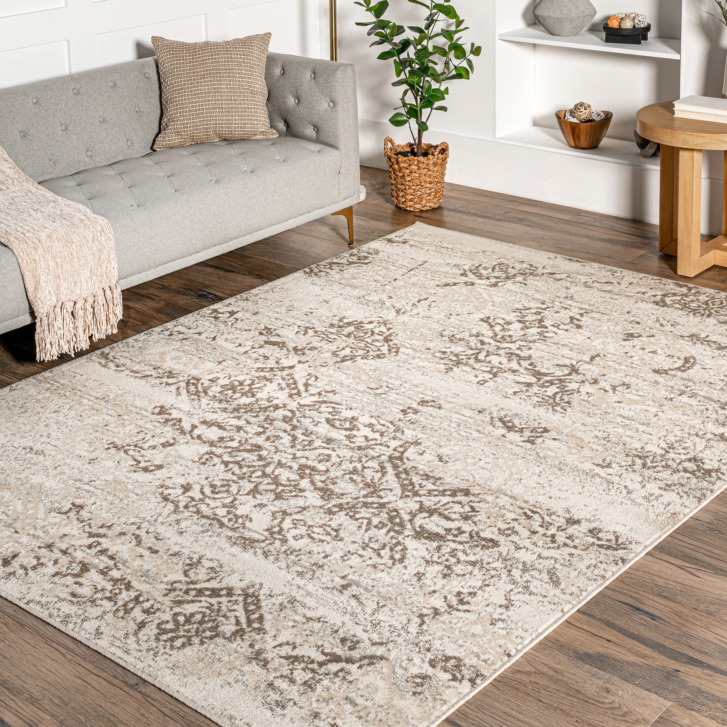 nuLOOM Freja 10 X 14 (ft) Beige Indoor Floral/Botanical Area Rug ...