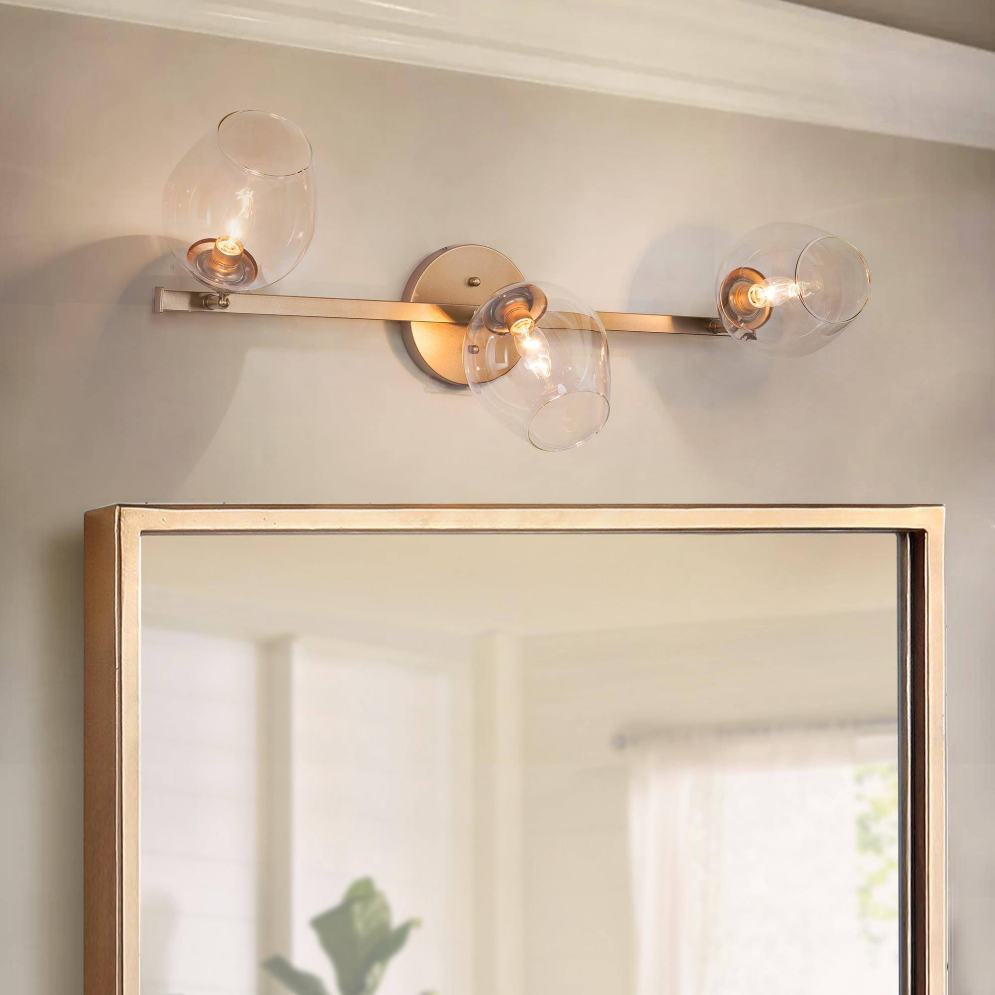 LNC AIEQ2YLWS3912W7 Ellan 27.5-in 3 -Light Matte Gold Modern/contemporary Vanity light