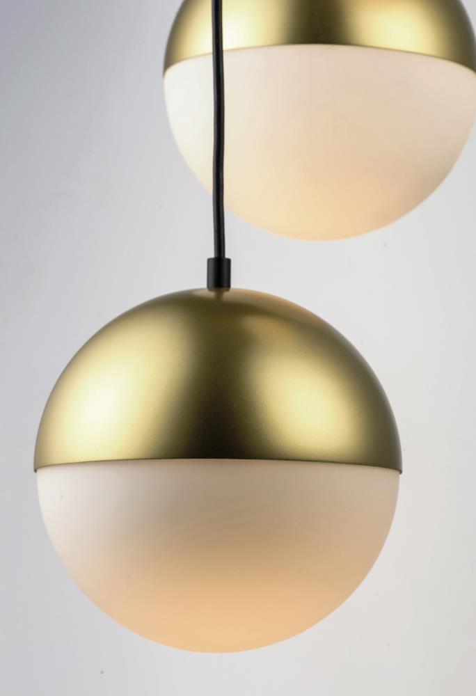 Half Moon 3-Light 17" Globe Pendant in Metallic Gold with Satin White Glass