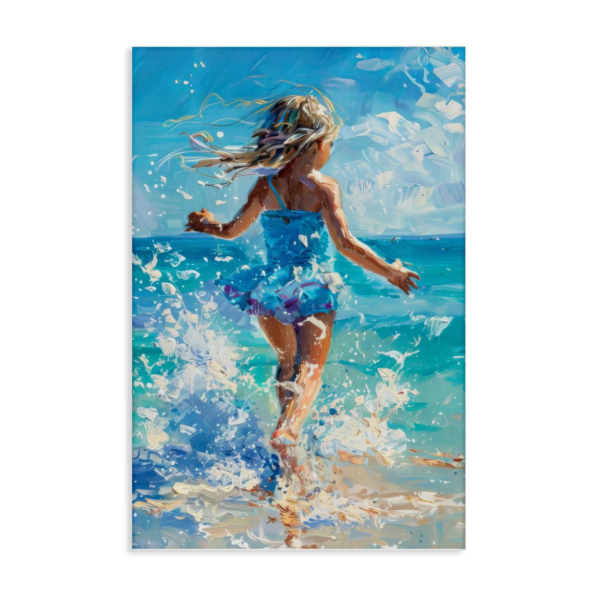 Stupell Industries BT-720-CN-20X30 Girl Splashing on Shore Canvas design by LSR Design Studio