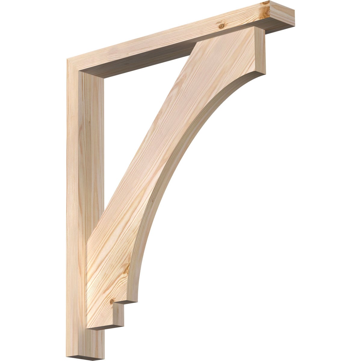Ekena Millwork 1462924 Imperial Block Smooth Bracket with Offset Brace 3-1/2-in x 24-in x 28-in Douglas fir Brown Wood Standard bracket