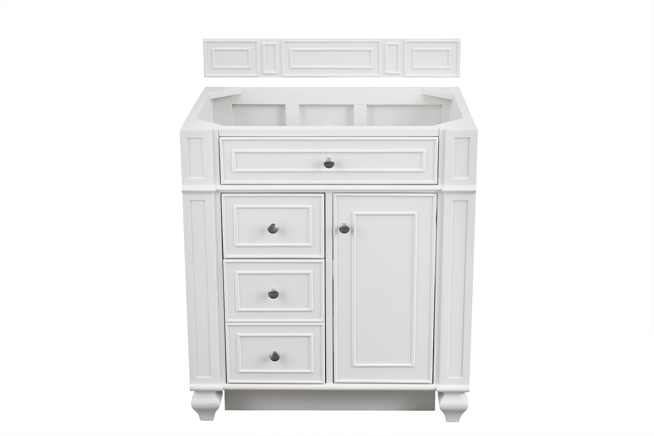 Bright White Solid Wood Single Bathroom Vanity Base