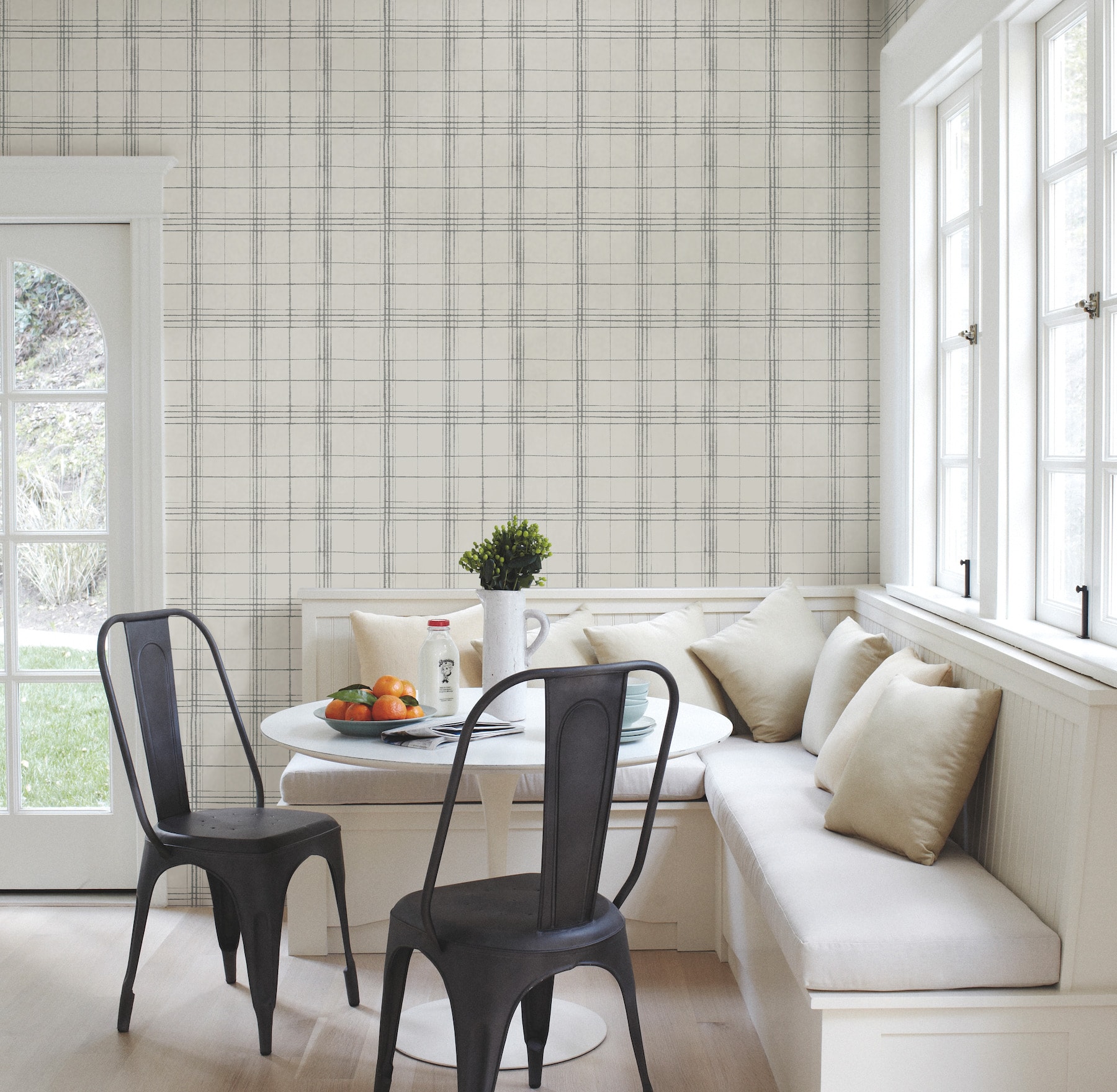 York Wallcoverings FH4018 Simply Farmhouse 56.4-Sq. Feet Beige Non-woven Plaid Unpasted Wallpaper