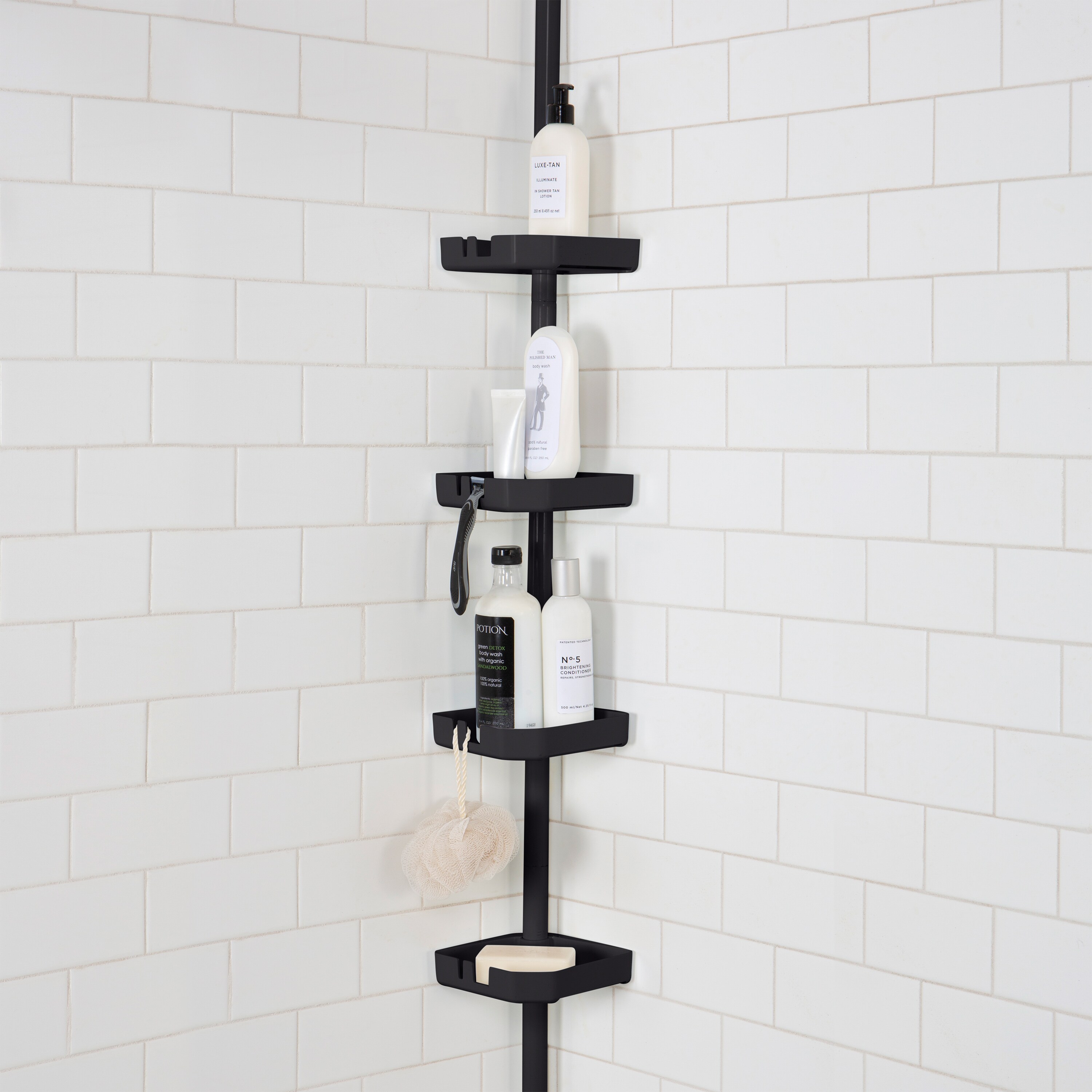 Bath Bliss Black Aluminum 3.99-Shelf Bathtub Caddy 5.91-in x 101-in