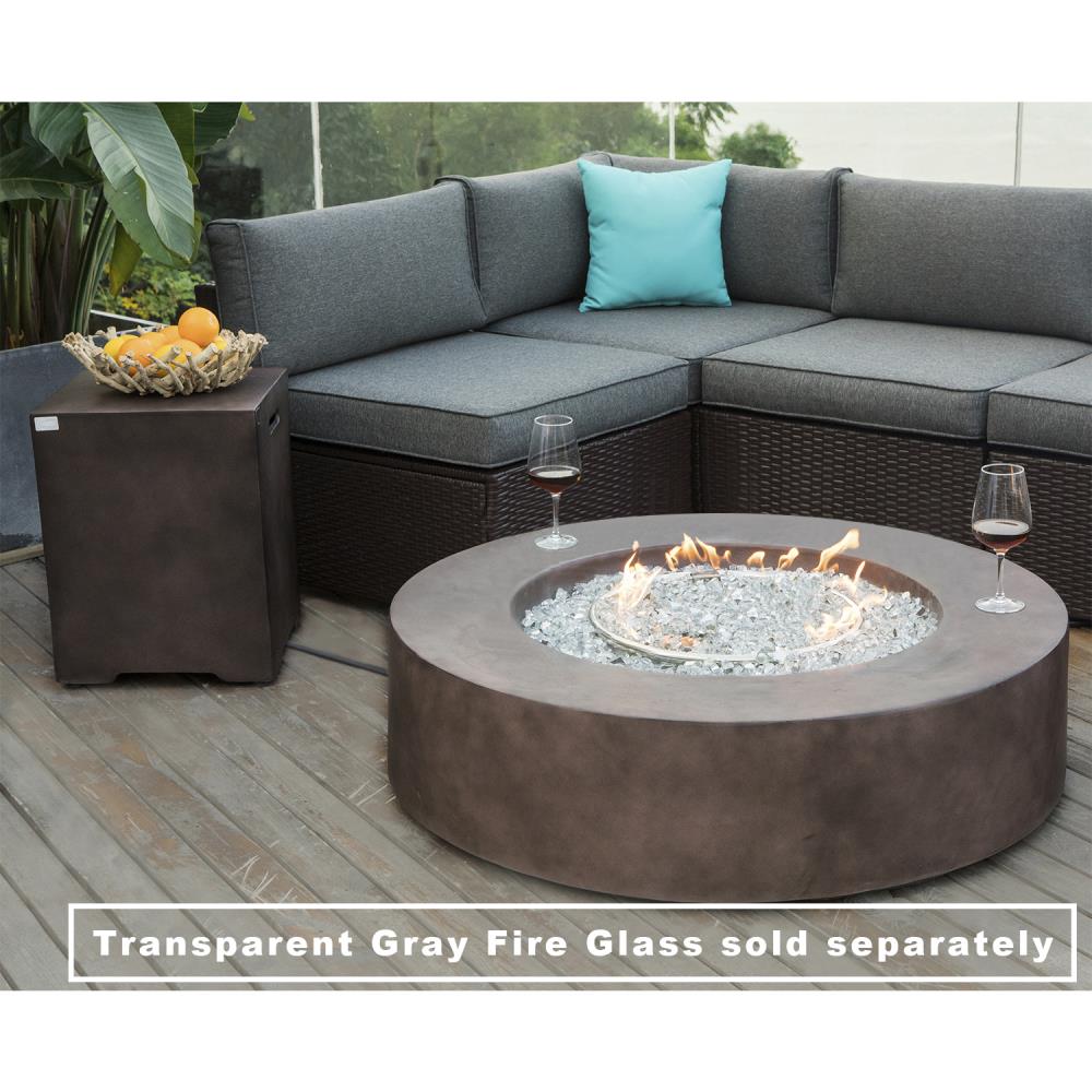 50,000 BTU Stainless Steel Burner Wind Guard COSIEST Outdoor Propane Fire Pit Coffee Table w Dark Bronze 40.5-inch Round Base Patio Heater Transparent Gray Fire Glass Waterproof Cover 