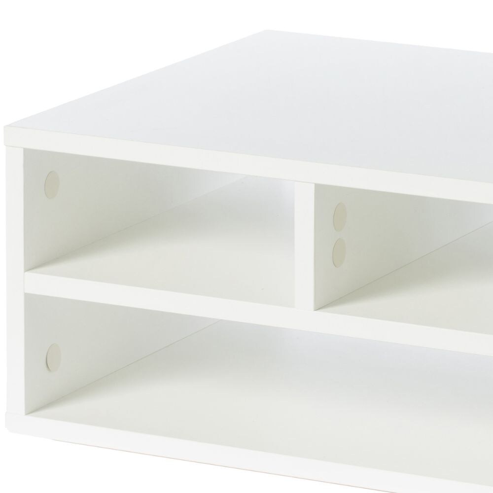 White Wood Compact Desktop Printer Stand with Storage