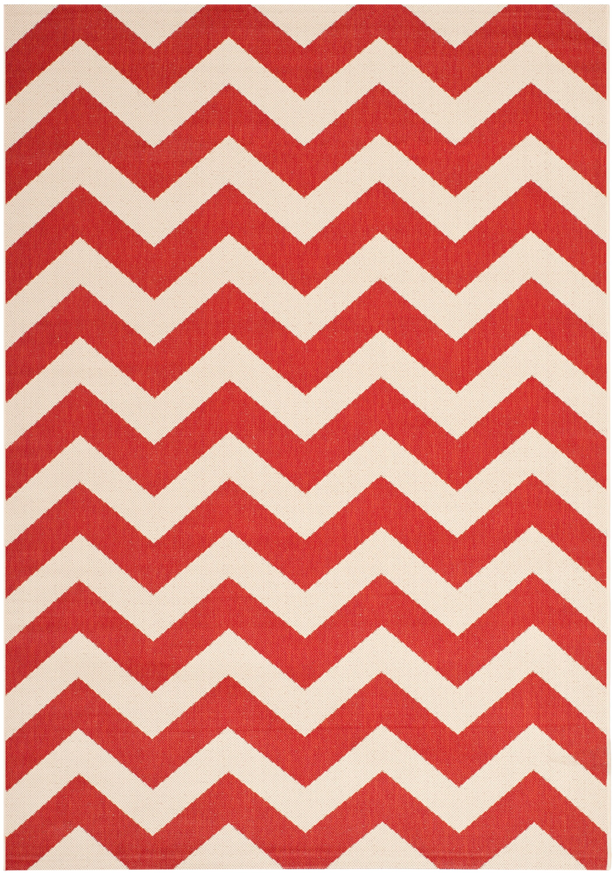 Red Chevron Indoor/Outdoor Synthetic Area Rug 4' x 5'7"