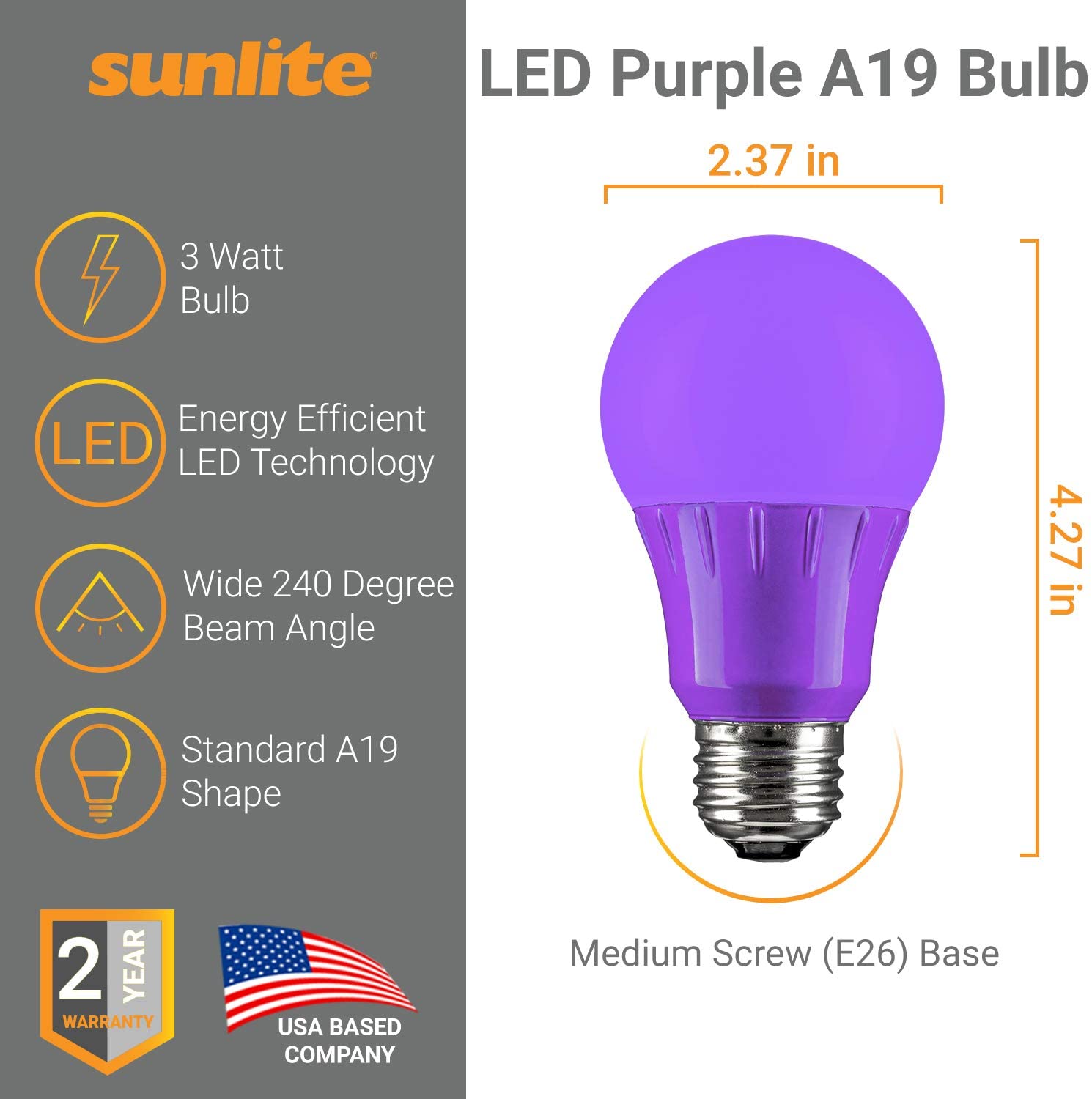 atoom absorptie Onbeleefd Sunlite LED Colored Bulbs 22-Watt EQ A19 Purple Medium Base (E-26) LED  Light Bulb (6-Pack) in the Decorative Light Bulbs department at Lowes.com