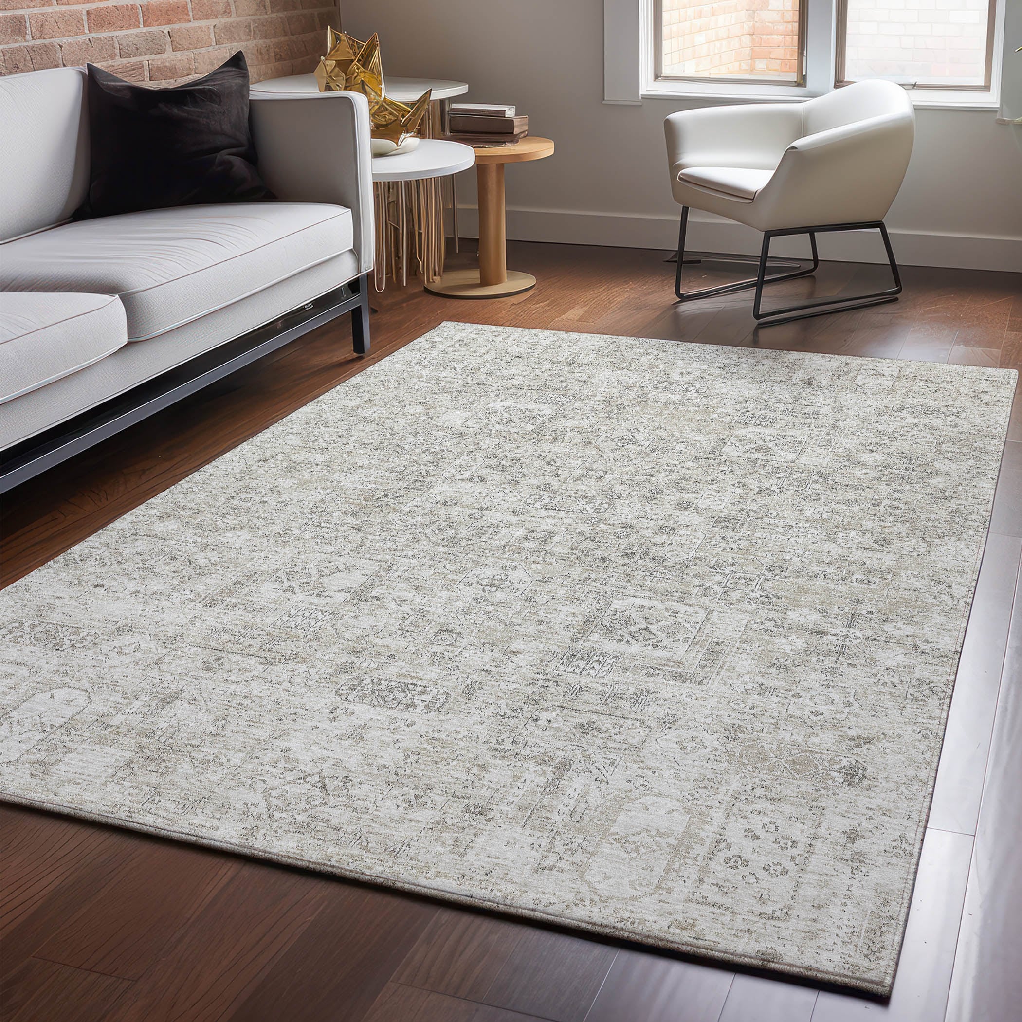 Addison Rugs AMF611TP3X5 Mayfield AMF611TP 3 x 5 (ft) Loomed Polyester Taupe Rectangular Indoor Geometric Machine washable Area rug