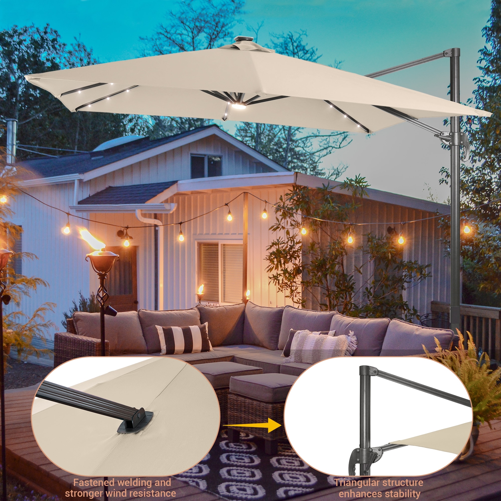 ACEGOSES 10-ft Aluminum No-tilt Cantilever Patio Umbrella in the Patio ...