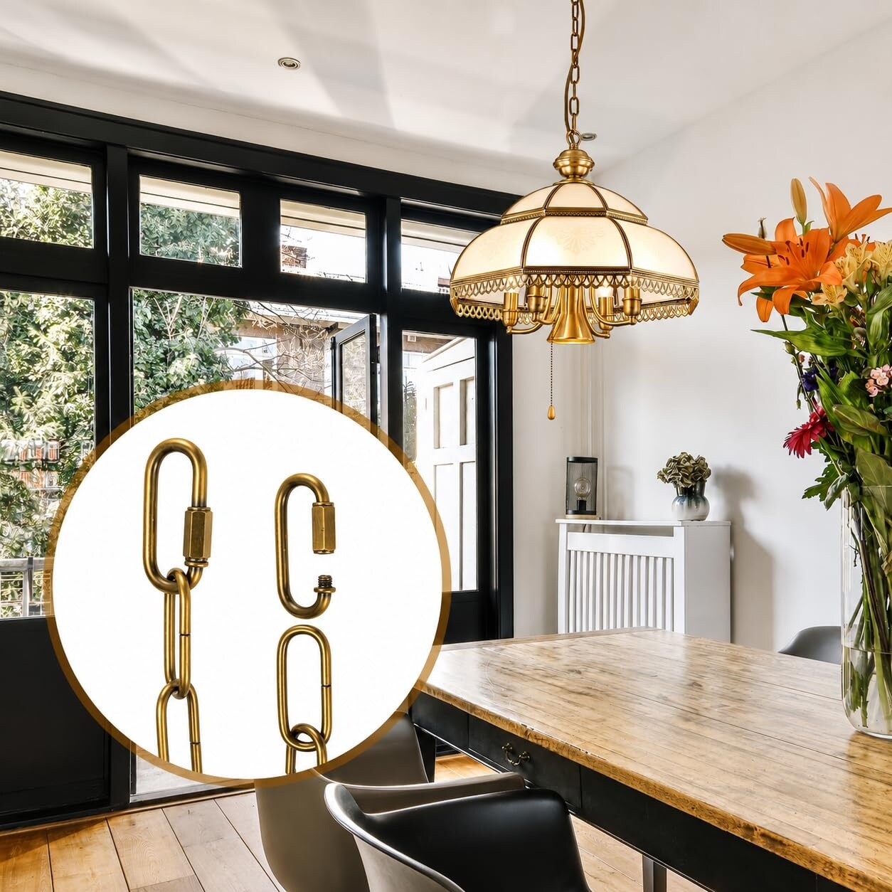 Aoibox 12 ft Adjustable Pendant Light Fixture Chain with 4 Connection ...