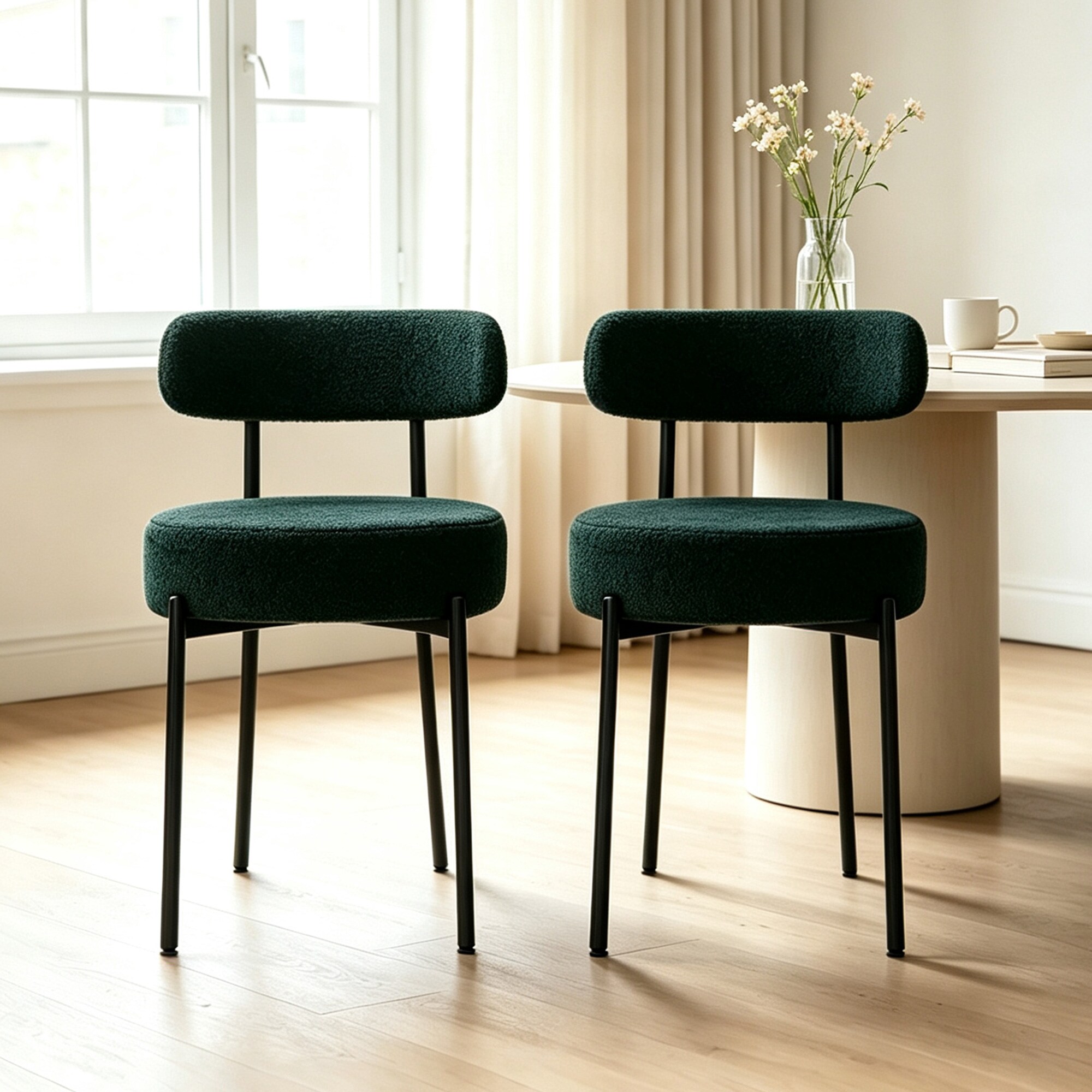 DYHOME - Kitchen Chairs Modern Dining Chairs Set of 2 Kitchen Dining Room Chairs Boucle Upholste...