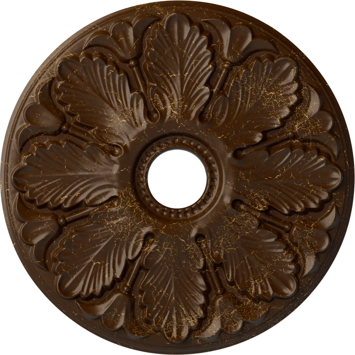 Ekena Millwork CM24MIRBC Milan 24.5-in W x 24.5-in L Painted Root Beer Crackle Polyurethane Whole Ceiling Medallion