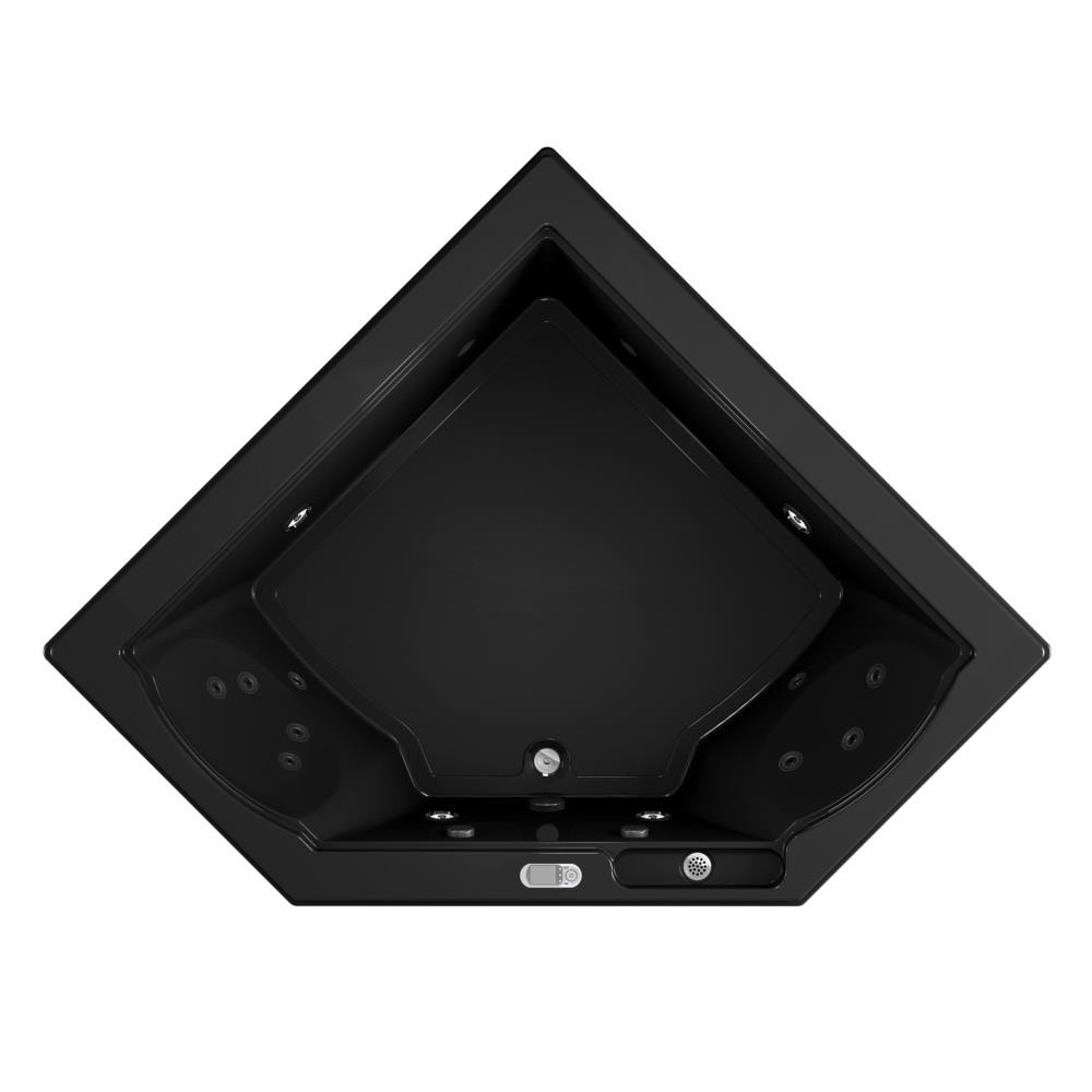 Jacuzzi FUZ6666WCL5IHB FUZION 65.75-in x 65.75-in Black Acrylic Corner Drop-In Whirlpool Tub with Drain (Front Center Drain)