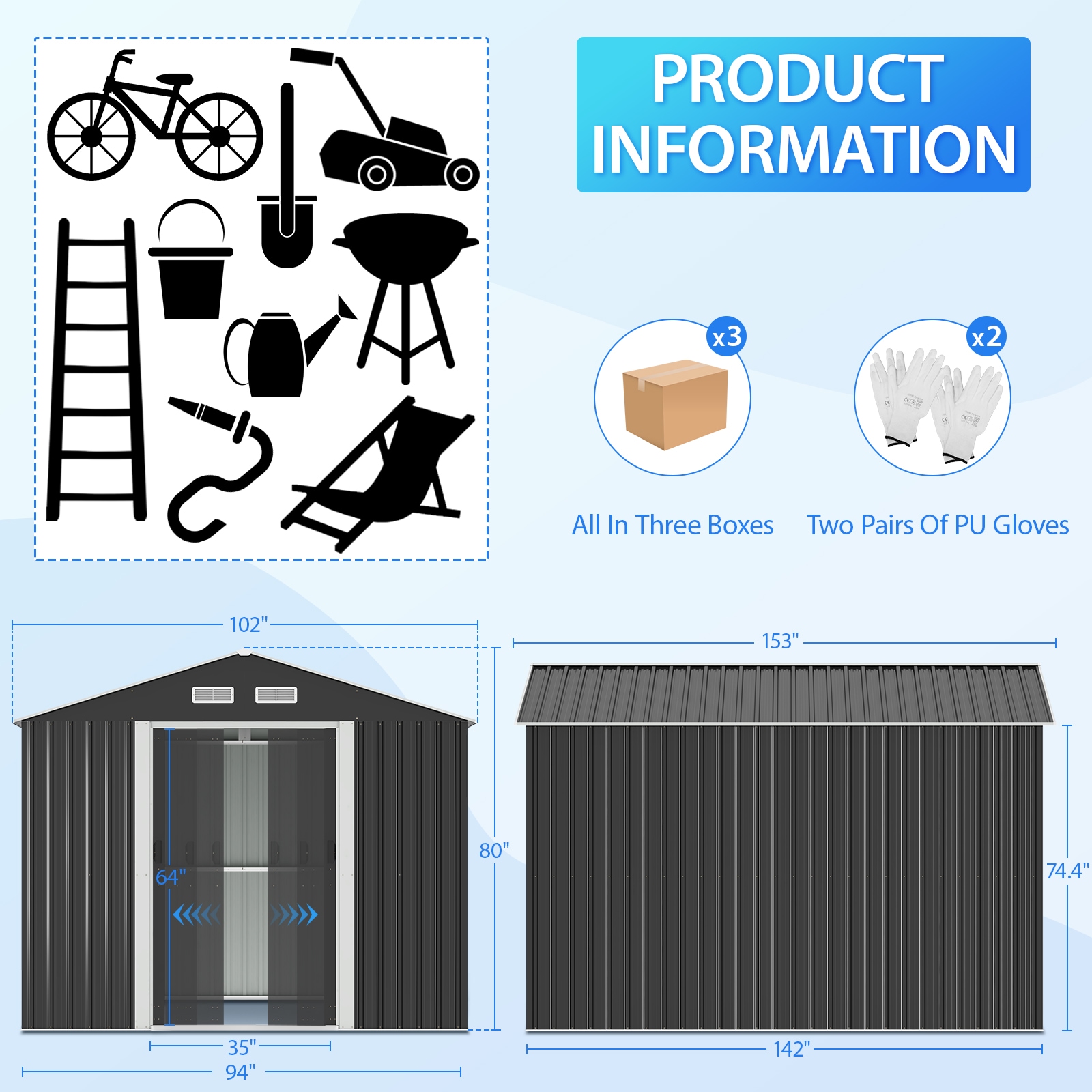 Jaxpety HG61T1296 Metal-Storage-Buildings-Sheds - View #9