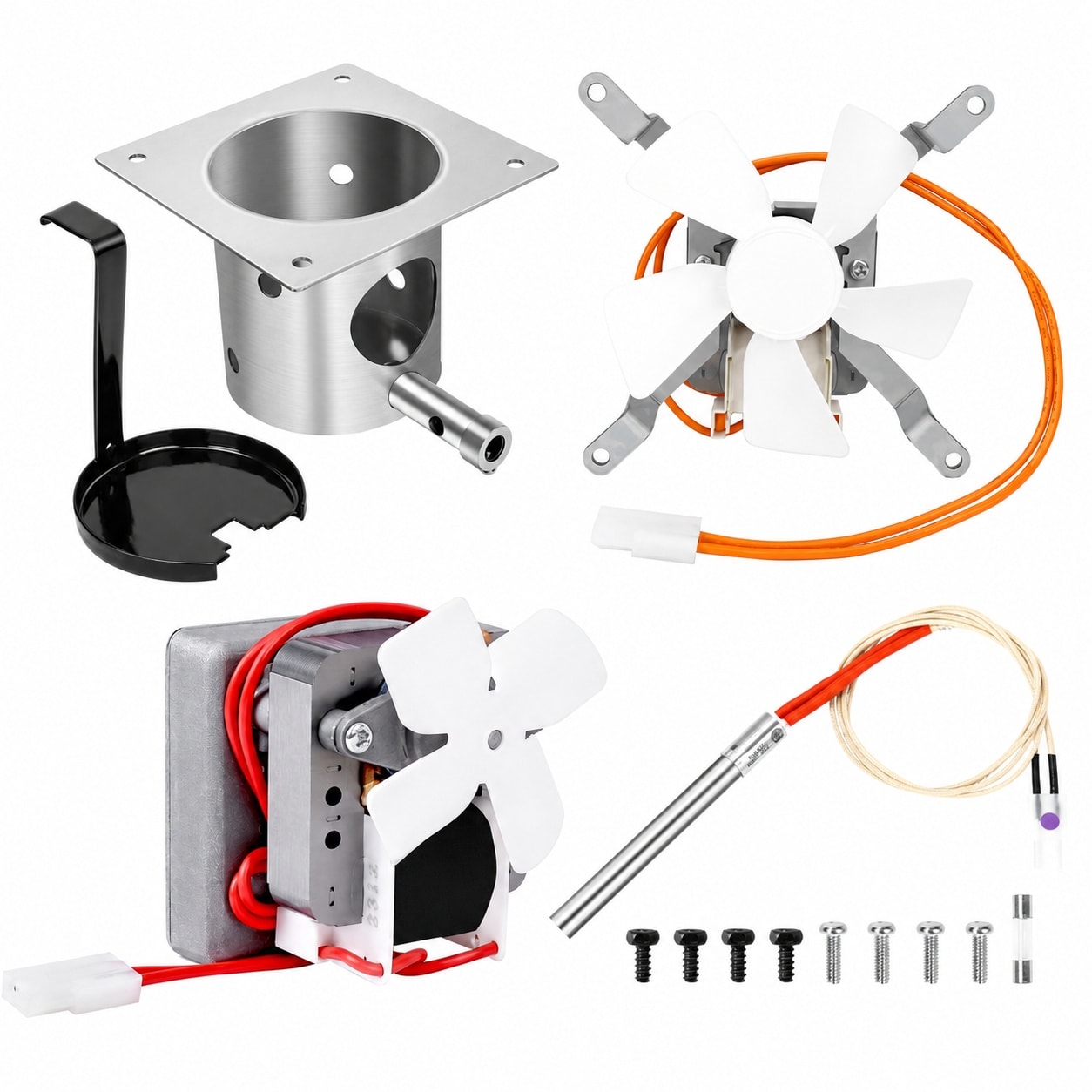 Aoibox  Pellet Grill Burner Rebuild Assembly with Fire Pot Fan Auger Motor and Hot Rod Starter