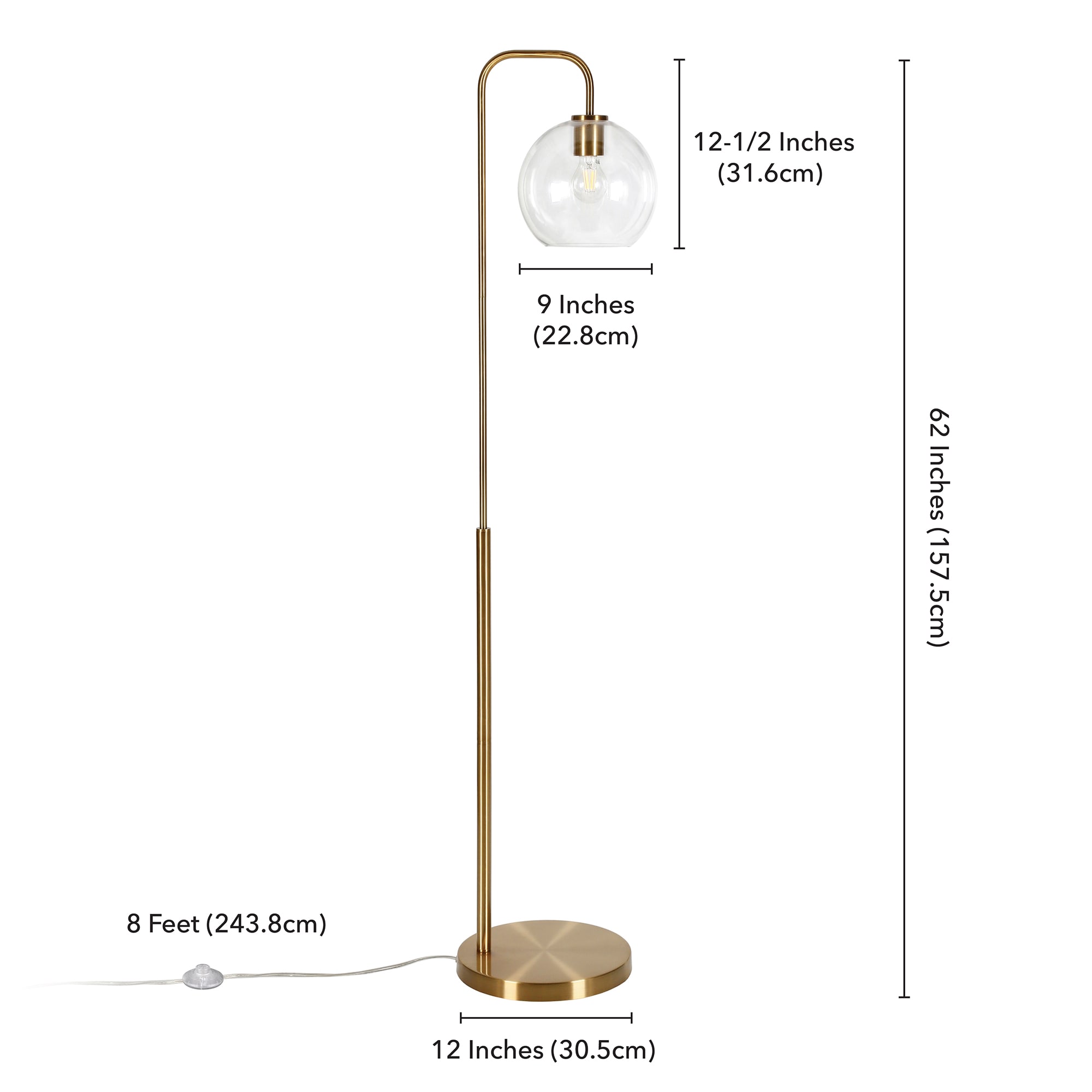 Hailey Home Harrison 62.5-in Brass/Clear Glass Floor Lamp in the Floor Lamps  department at
