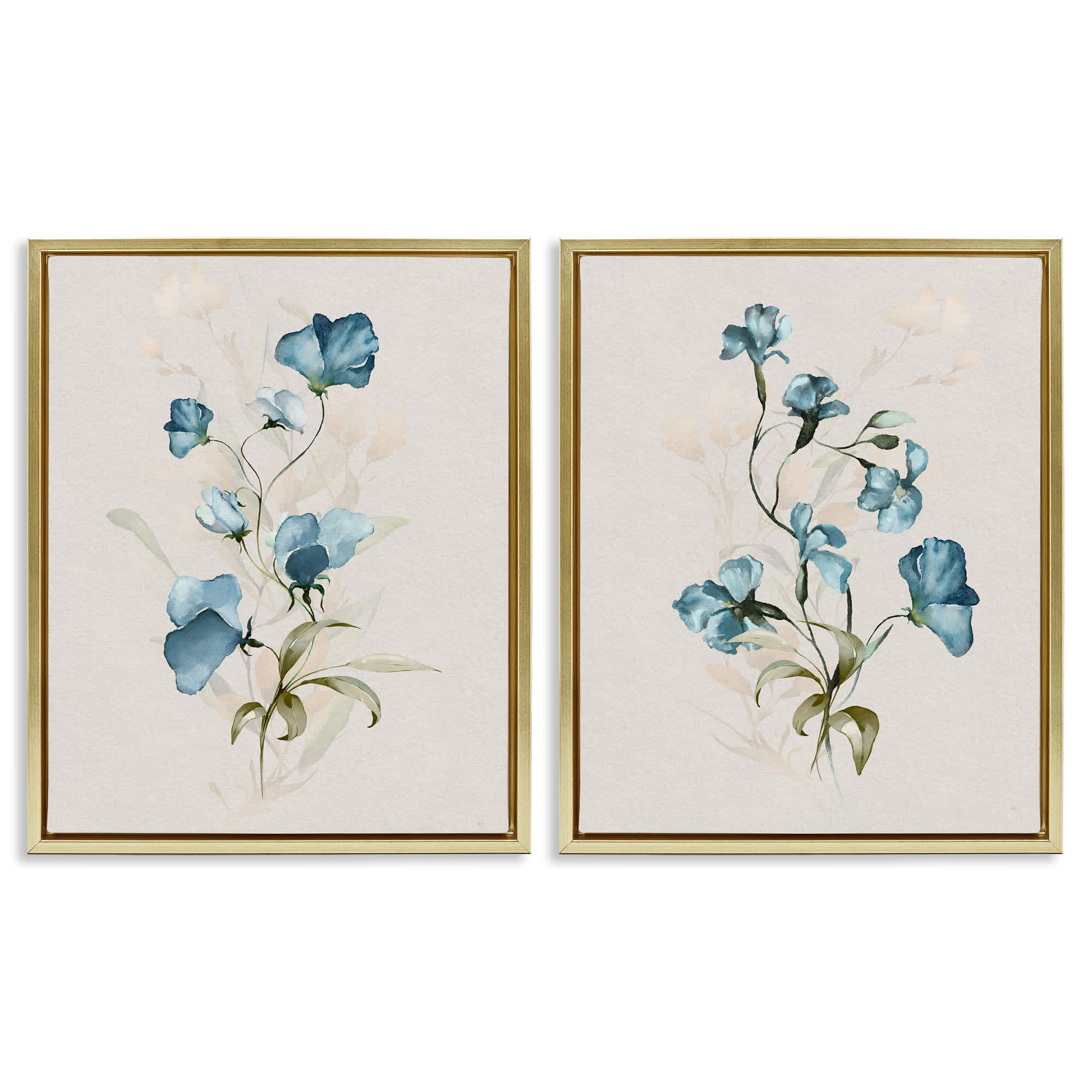 Stupell Industries B2-727-FFG-2PC-16X20 Blue Botanical Herbs 2pc Floating Frame Set design by Susan Jill