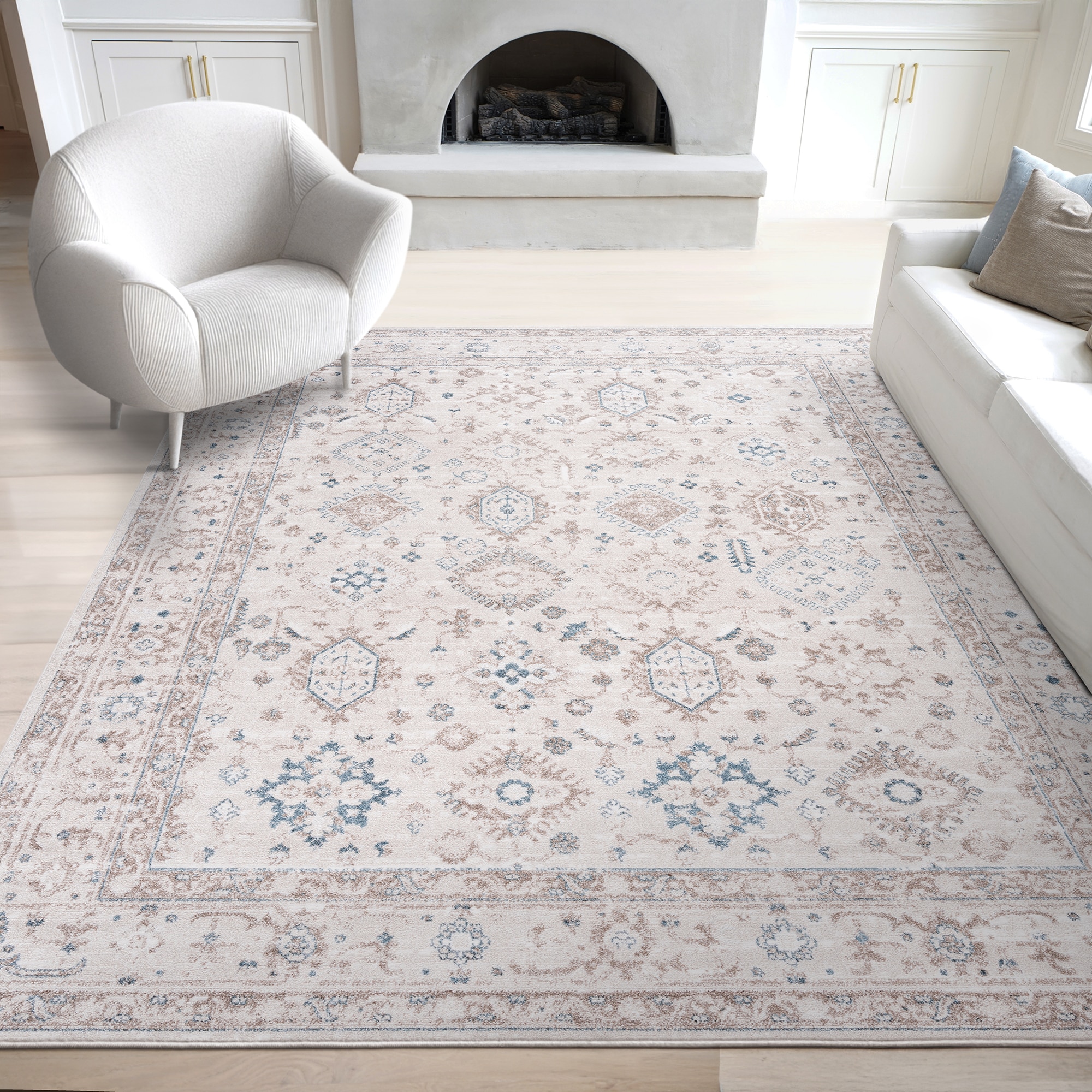 Tayse MGC1306 5X7 5 x 7 (ft) Blue Rectangular Indoor Floral/Botanical Oriental Pet Friendly Area rug