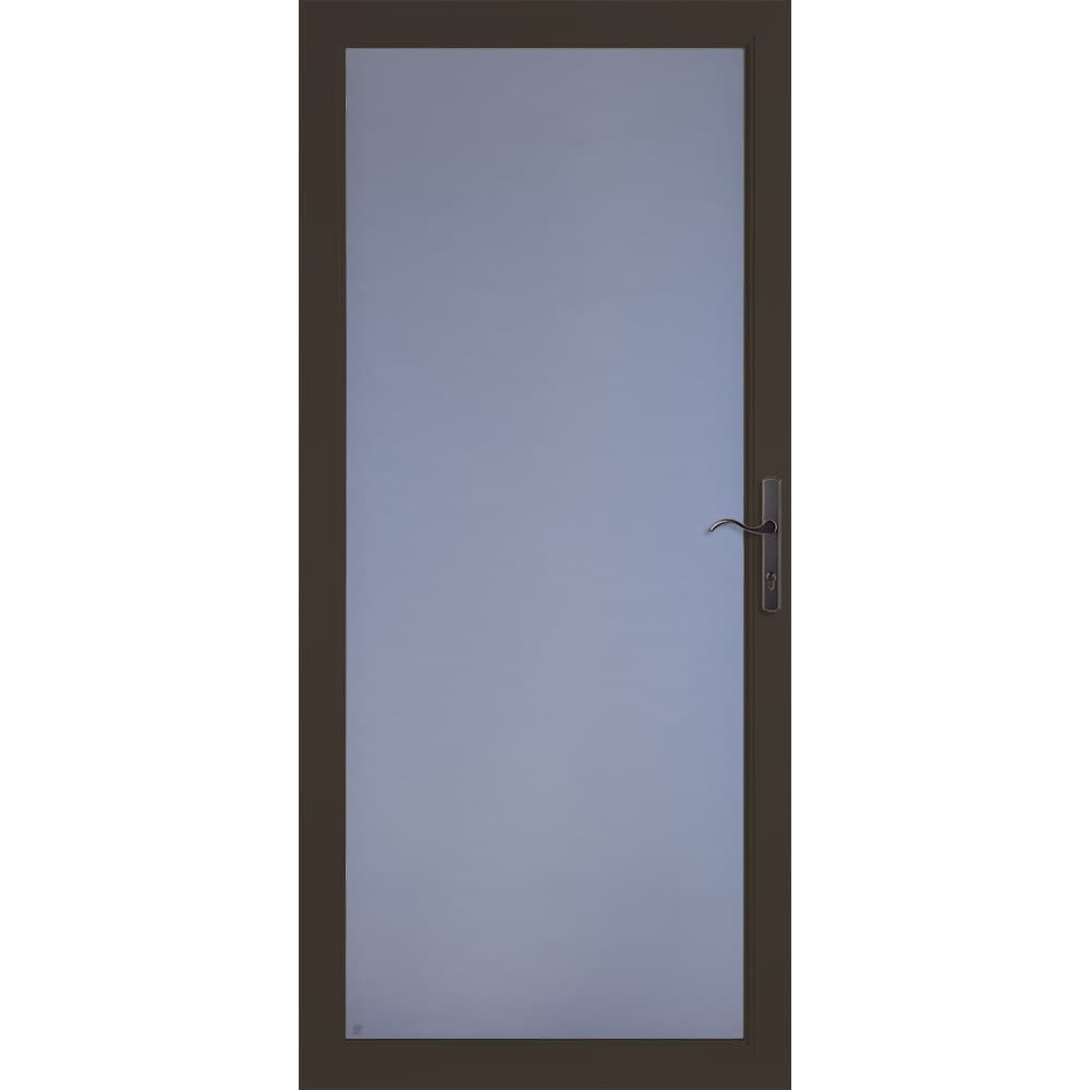LARSON Secure Elegance 36-in x 81-in Brown Full-view Aluminum Storm Door  with Handle Included at