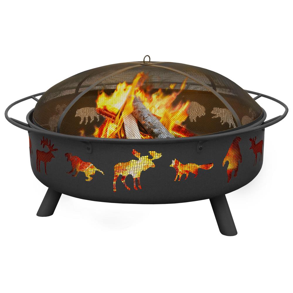 LANDMANN USA Super Sky 43-in W Black Steel Wood-Burning Fire Pit in the Wood-Burning Fire Pits department at Lowes.com
