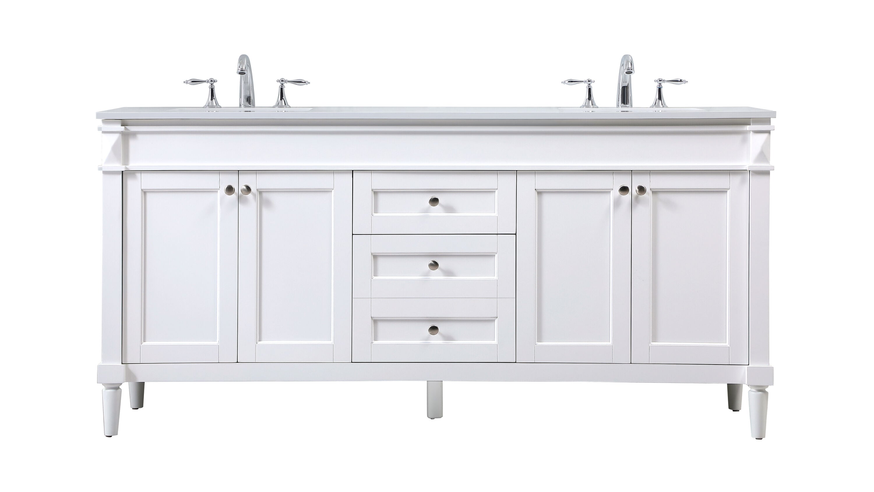 Elegant Decor HF95616DWH Home Furnishing 72-in White Undermount Double sink Bathroom Vanity with Ivory White Engineered marble Top