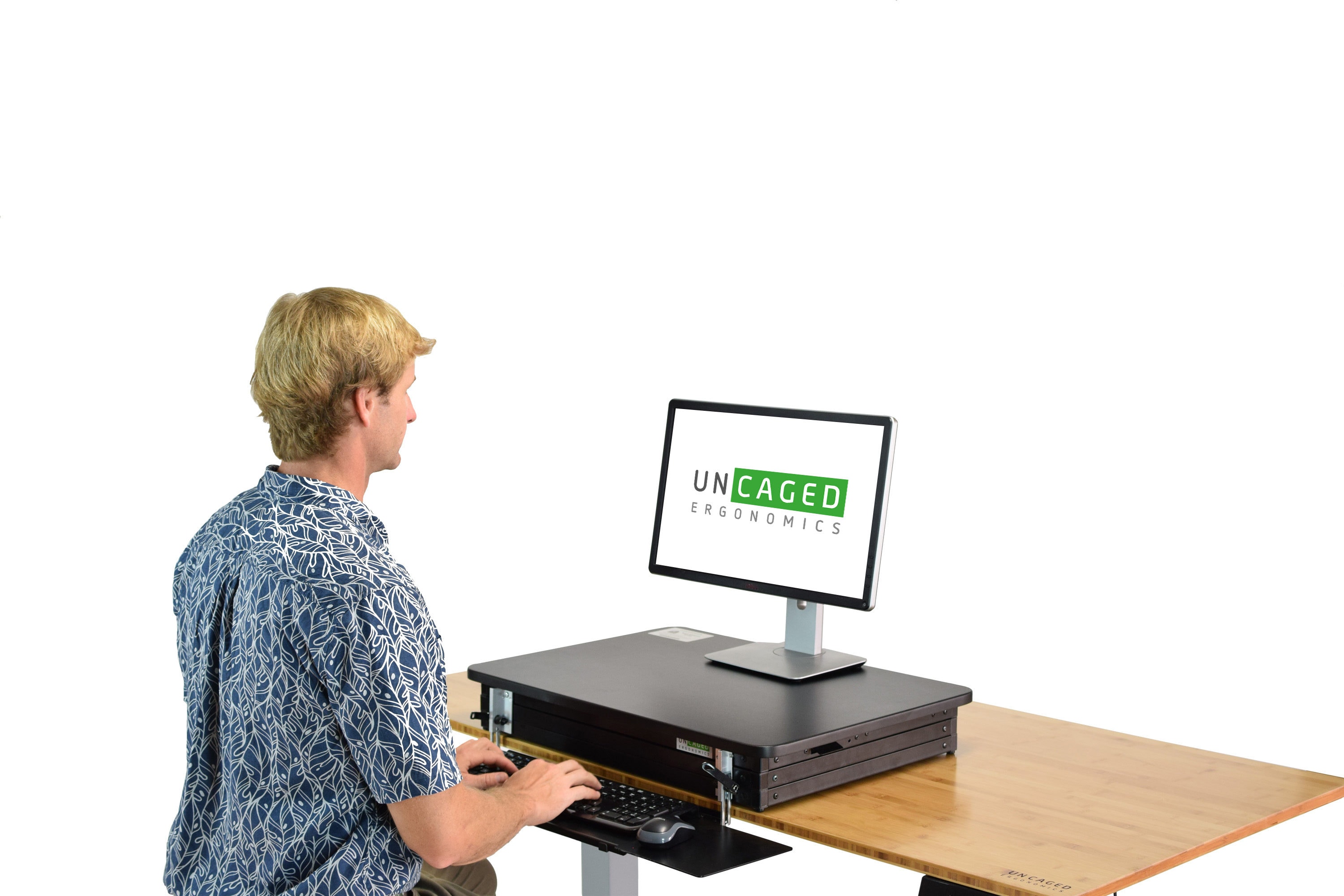 Standing Desk Converter: Adjustable up to 19.3 for Dual Monitors.  Ergonomic Black Riser Promotes Healthy Workstation