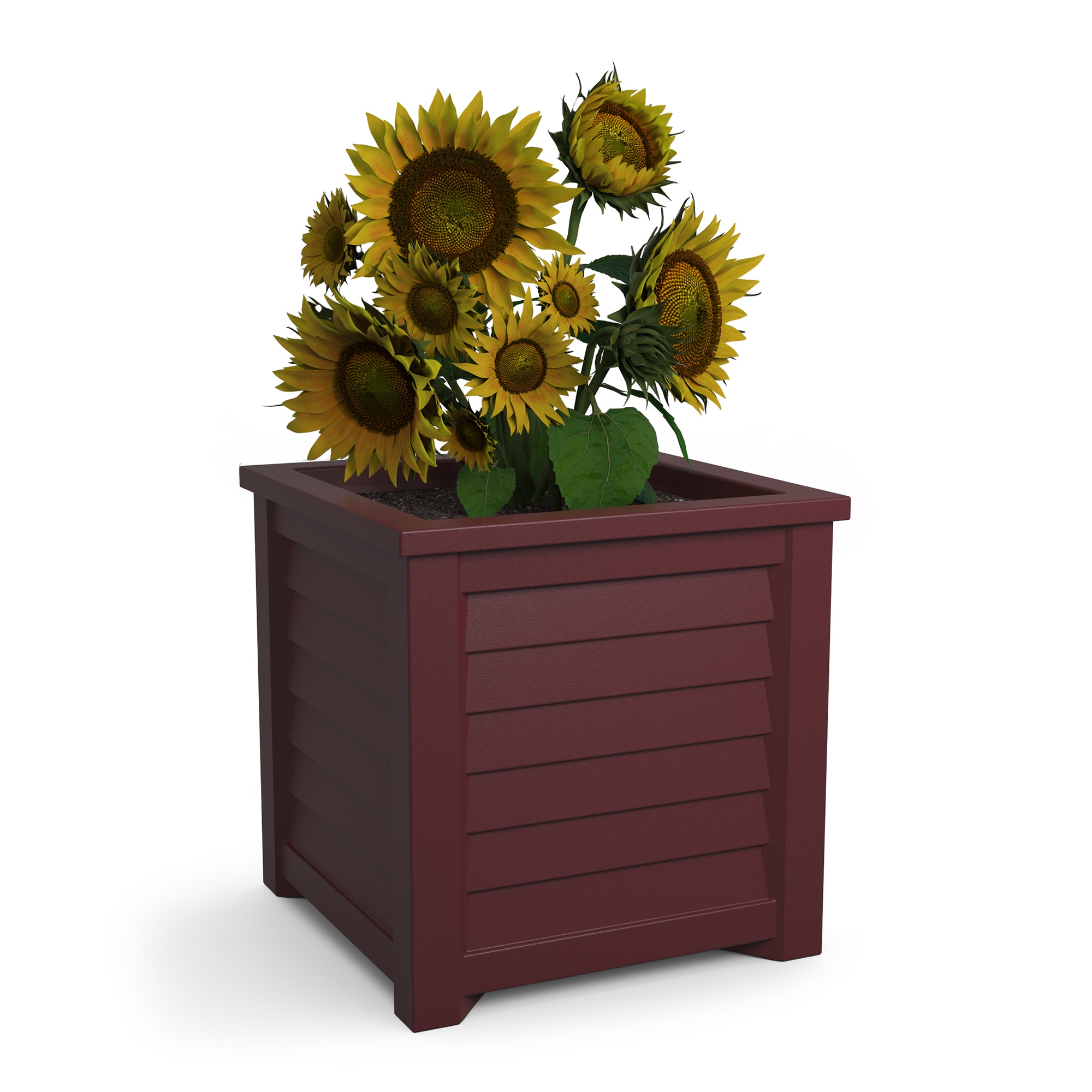 Mayne 5867-CBR Square 20.0-in W Large Red Plastic Outdoor Planter with Drainage Holes with Self Watering