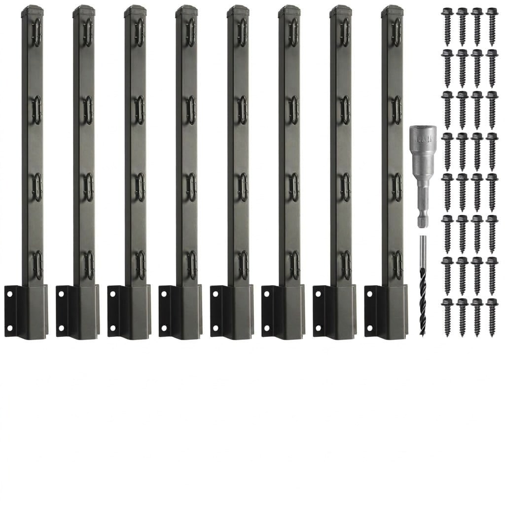 Etokfoks  Fence Post Extender 23 5 in Galvanized Steel Powder Coated Finish 8 Pack for Wood Concrete Privacy