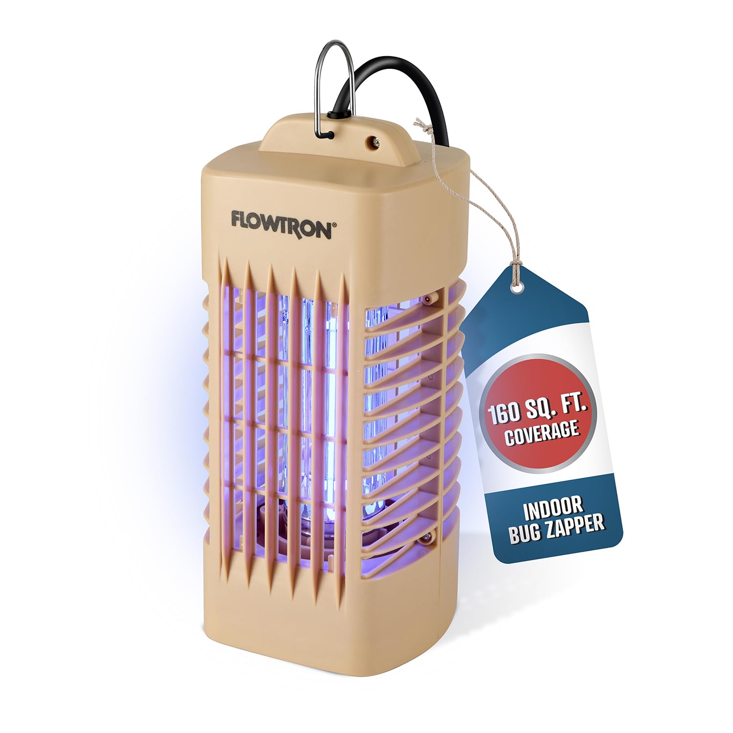 Flowtron Indoor Bug Zapper 1000V UV Light Mosquito  Fly Trap Plug-In for Home - 160 Sq Ft - Beige