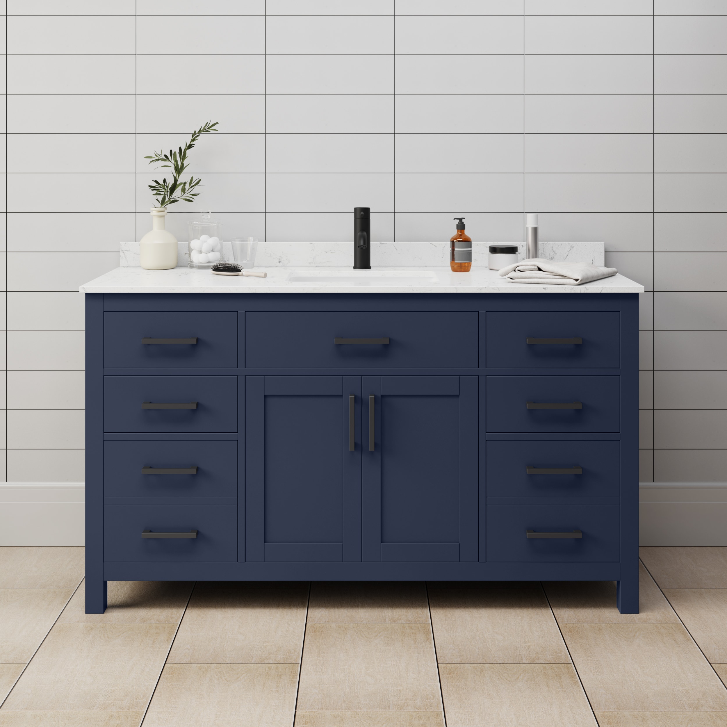 Beckett 60'' Dark Blue Marble Single Bathroom Vanity