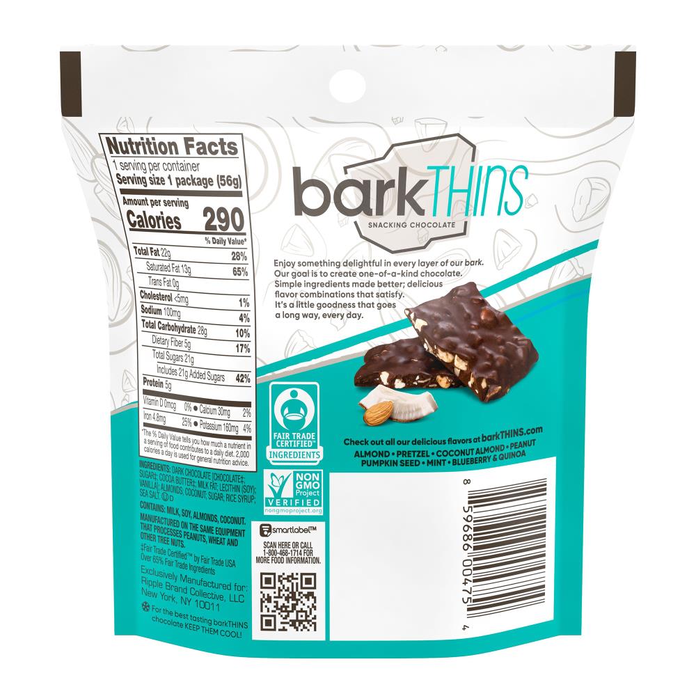 barkTHINS Bark Thins Dark Chocolate Coconut with Almonds, 2 oz, 6