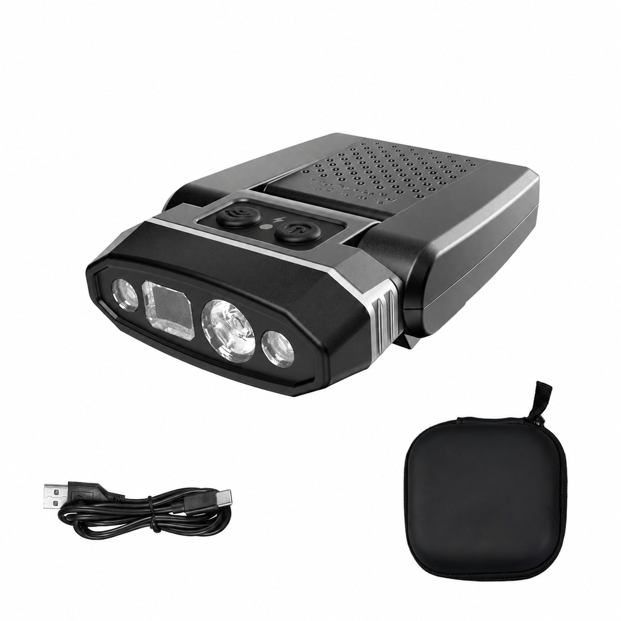 SenQWFa 300 Lumen renewable power LED Headlamp with Motion Sensor 5 Light Modes 120 Degree Rotatable Clip On Hat Light with Headband and Type C #LDC0821C233