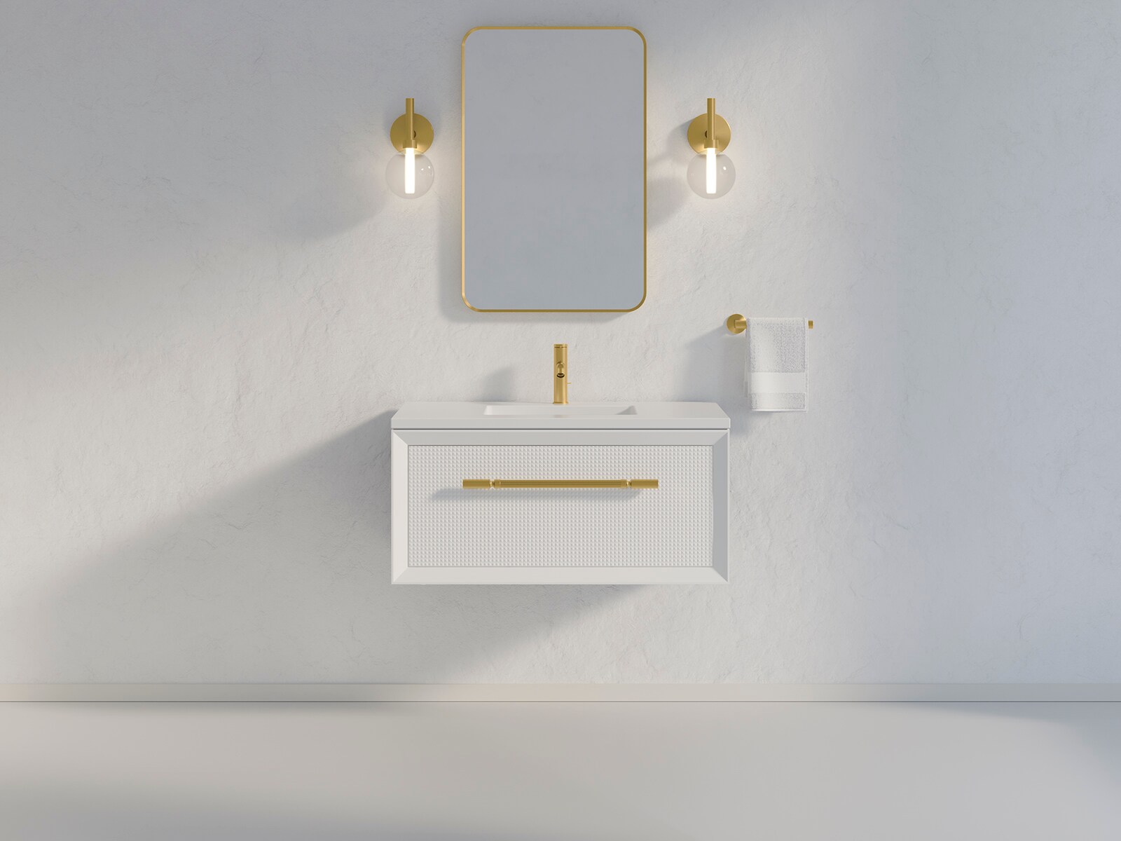 KOHLER 33562-0 Enivo 36-in White Bathroom Vanity Base Cabinet without Top