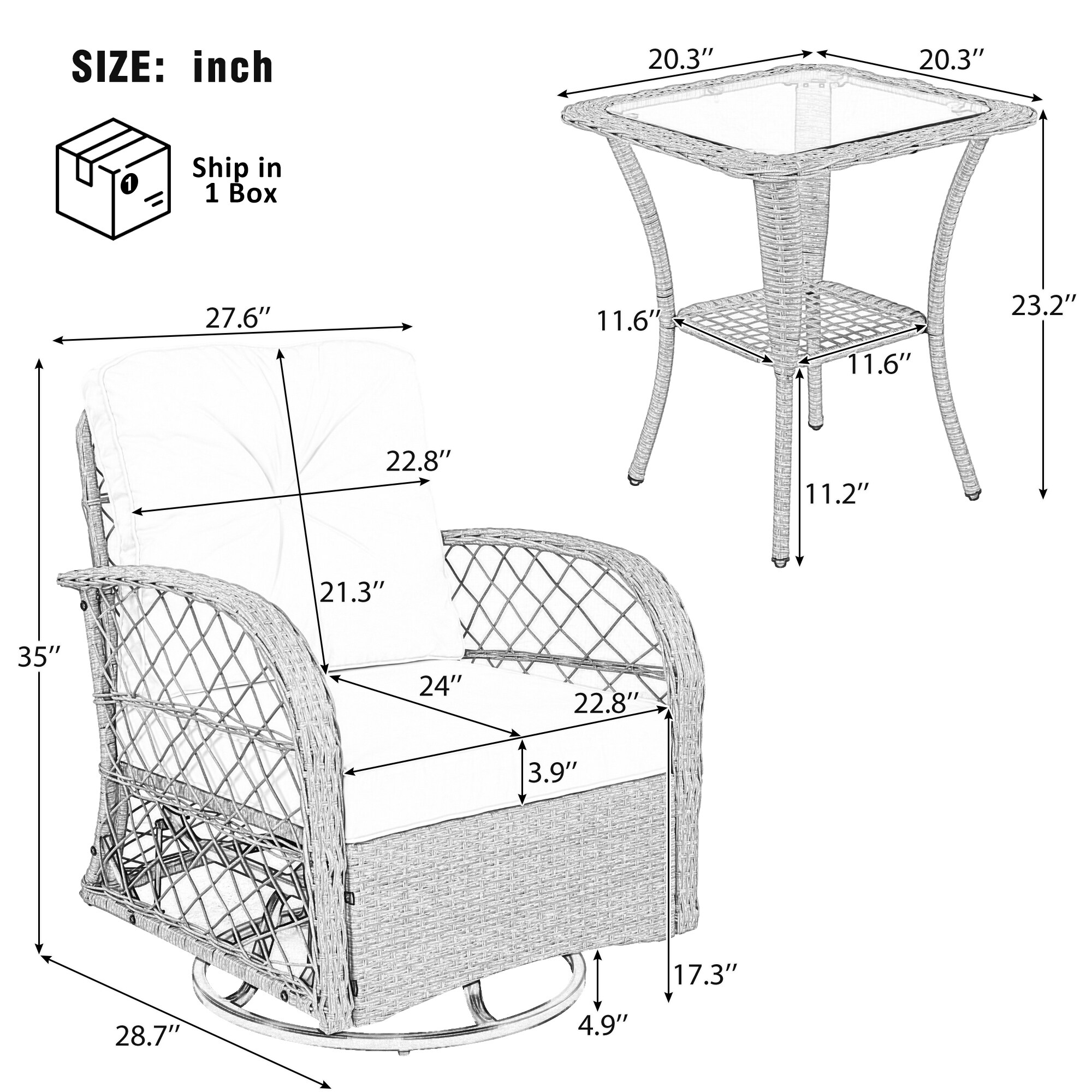 SINOFURN SYA370204BN Patio-Conversation-Sets - View #9