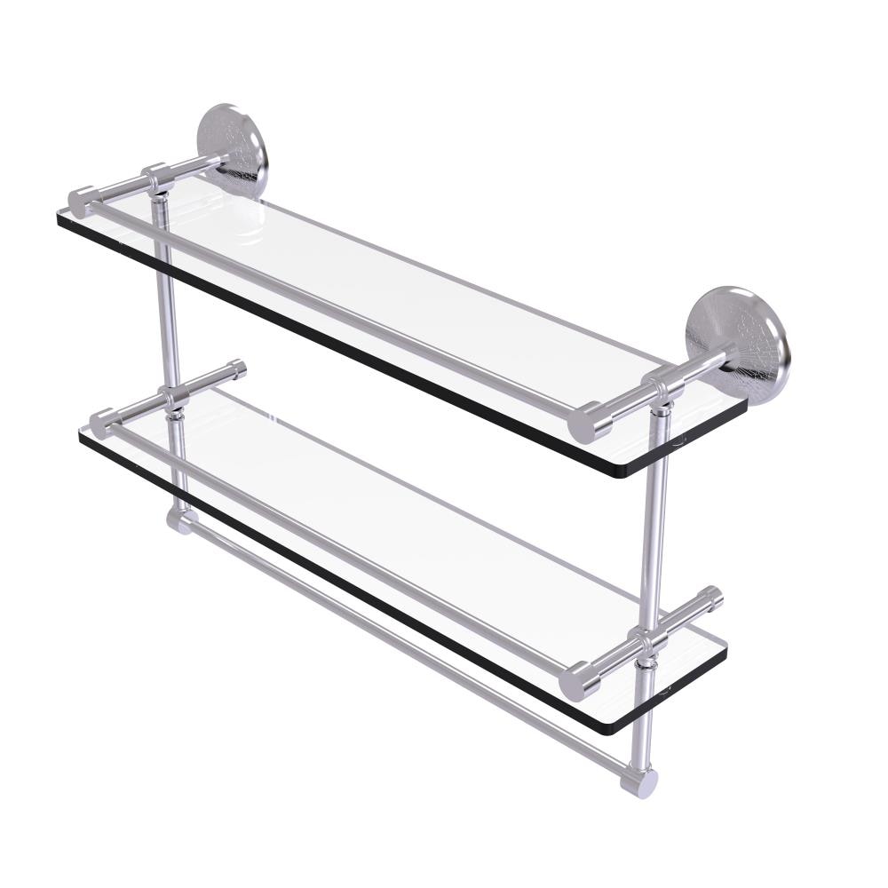 Allied Brass MC-2TB/22-GAL-SCH Monte Carlo Satin Chrome 2 -Tier Wall mount Bathroom Shelf ( 22-in x 12-in x 5-in )