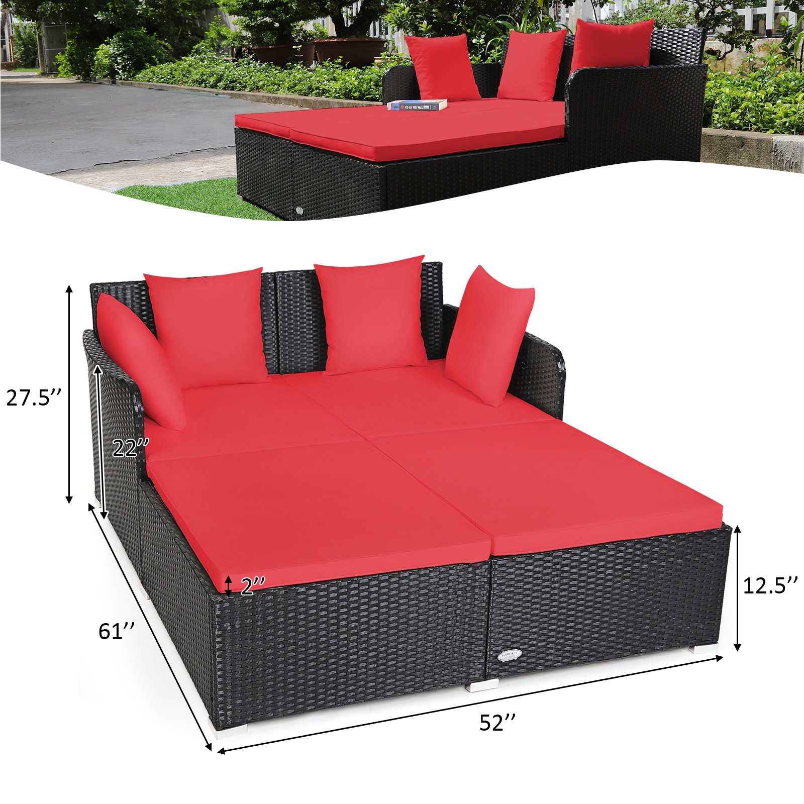 Costway HW67329RE Patio-Sofas-Daybeds - View #10