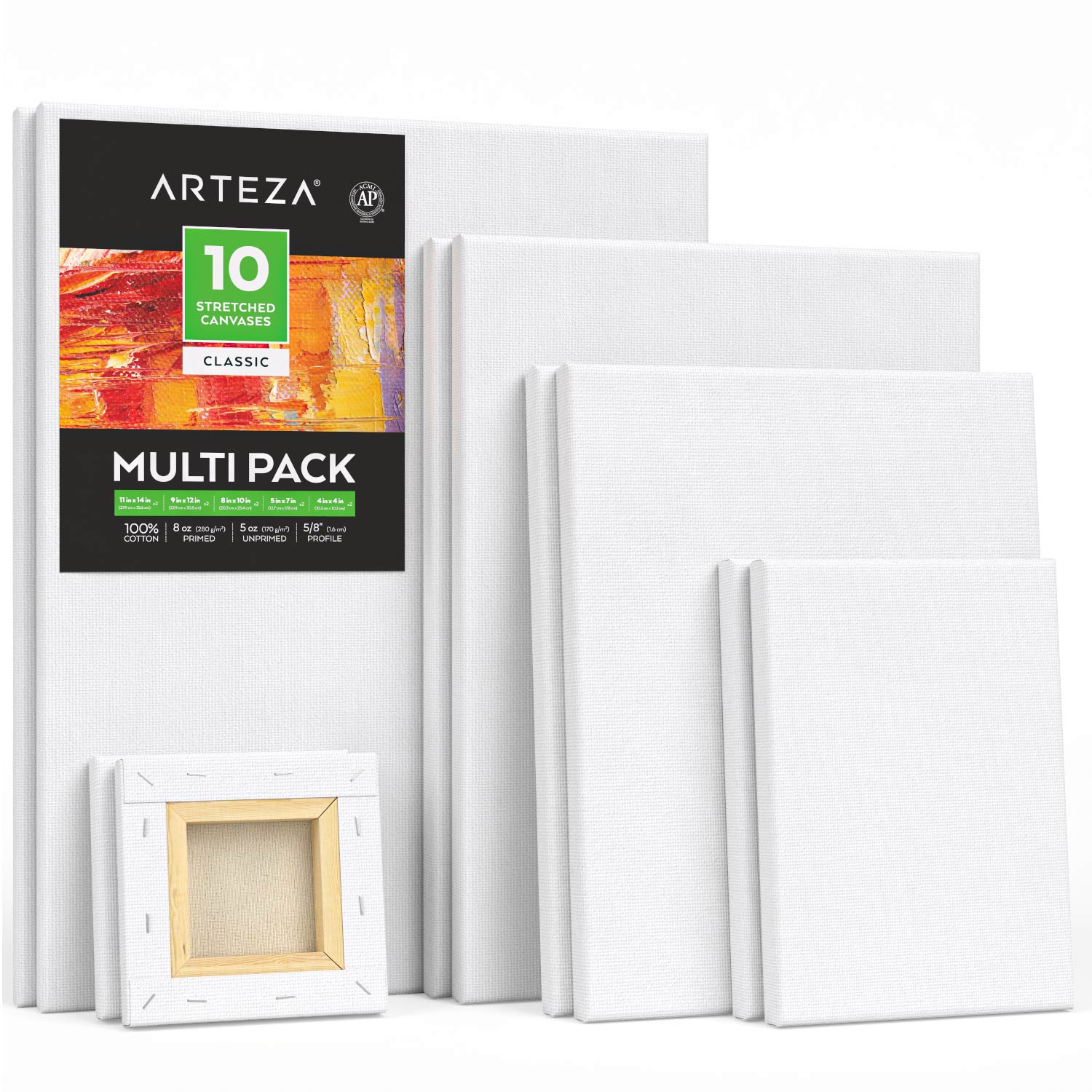 Arteza Paint Canvases for Painting, Pack of 14, 8 x 8 Inches, Square Blank  Art Canvas Boards, 100% Cotton, 8 oz Gesso-Primed, Art Supplies for Adults