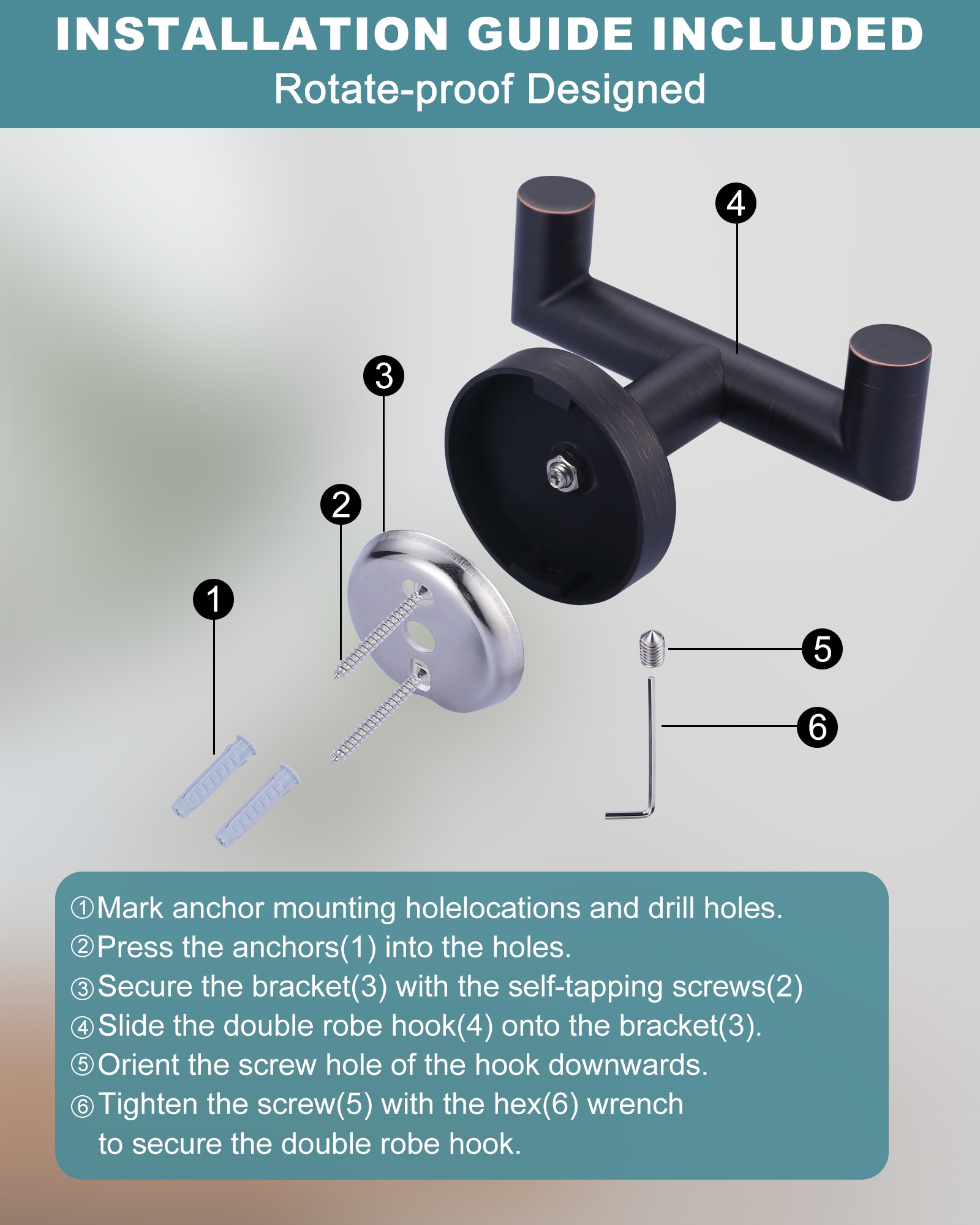 WOWOW 483307RB Robe-Hooks - View #6