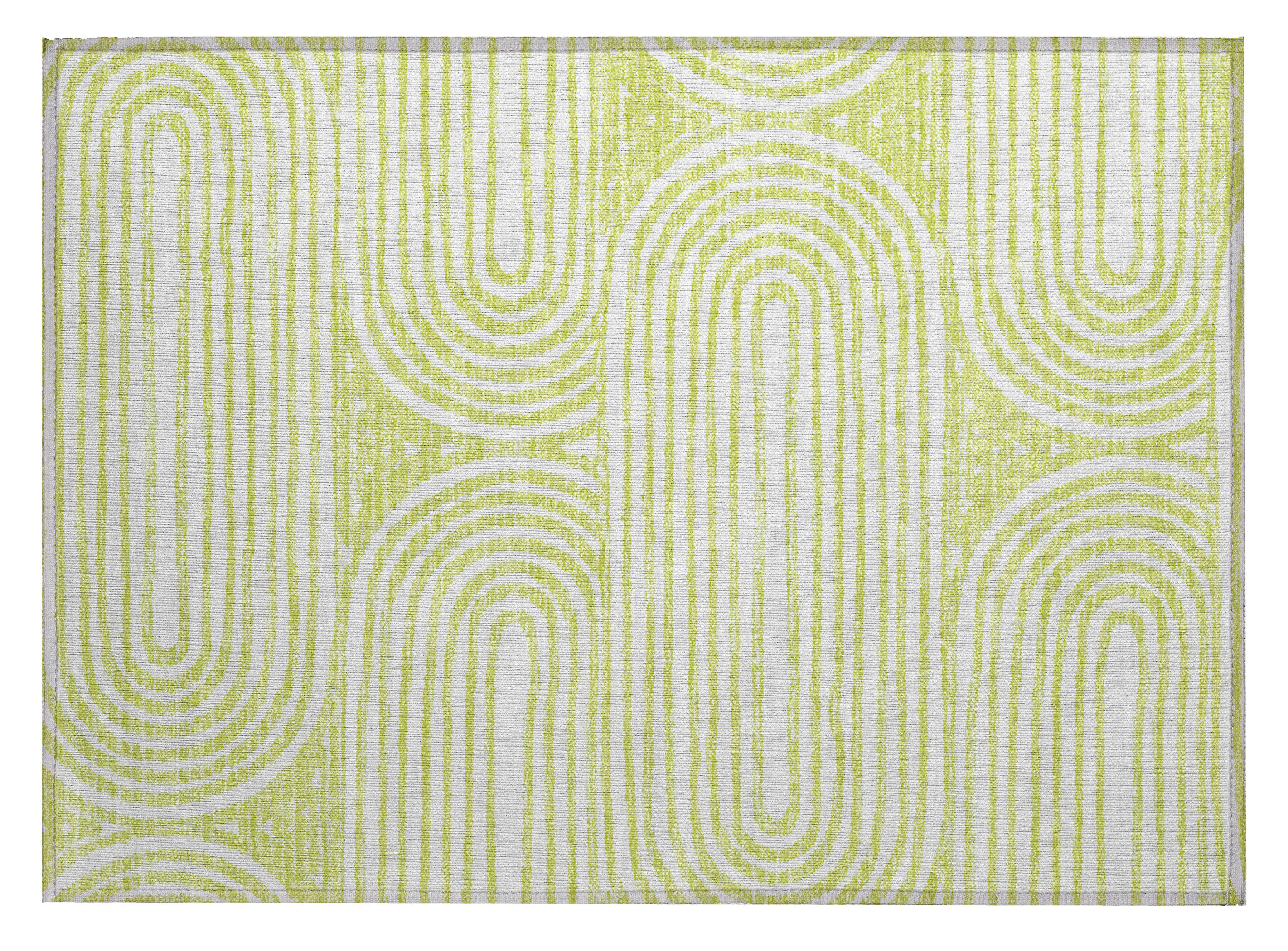 Green and White Abstract Synthetic Washable Rug 1'8" x 2'6"