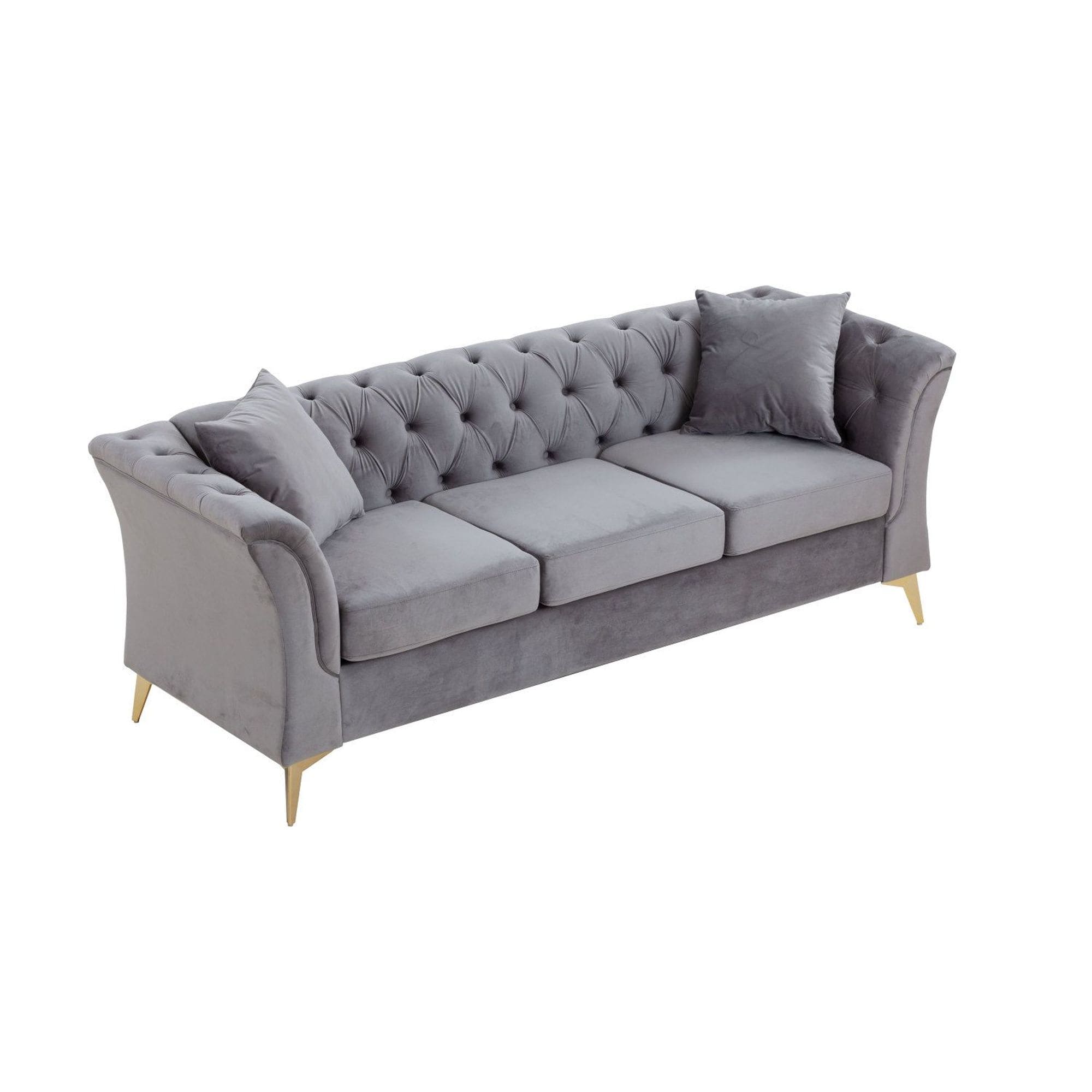 JASMODER 30.7-in Modern Grey Velvet Sofa in the Couches, Sofas ...