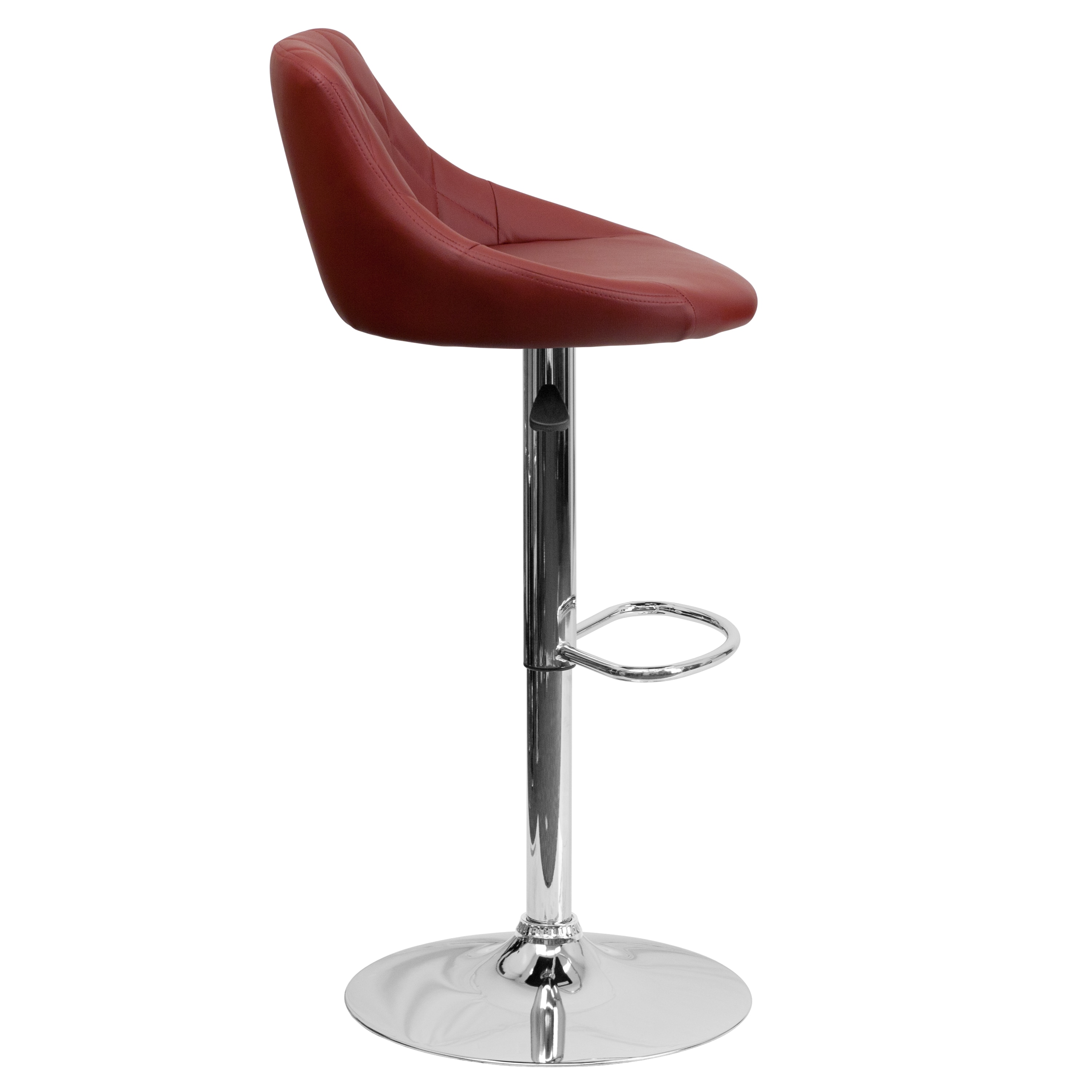 Burgundy Vinyl Adjustable Swivel Barstool with Chrome Base