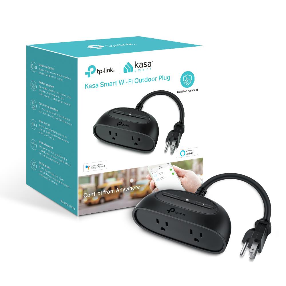 TP-Link Kasa Smart Wi-Fi Outdoor Plug 125-Volt 2-Outlet Indoor/Outdoor  Smart Plug