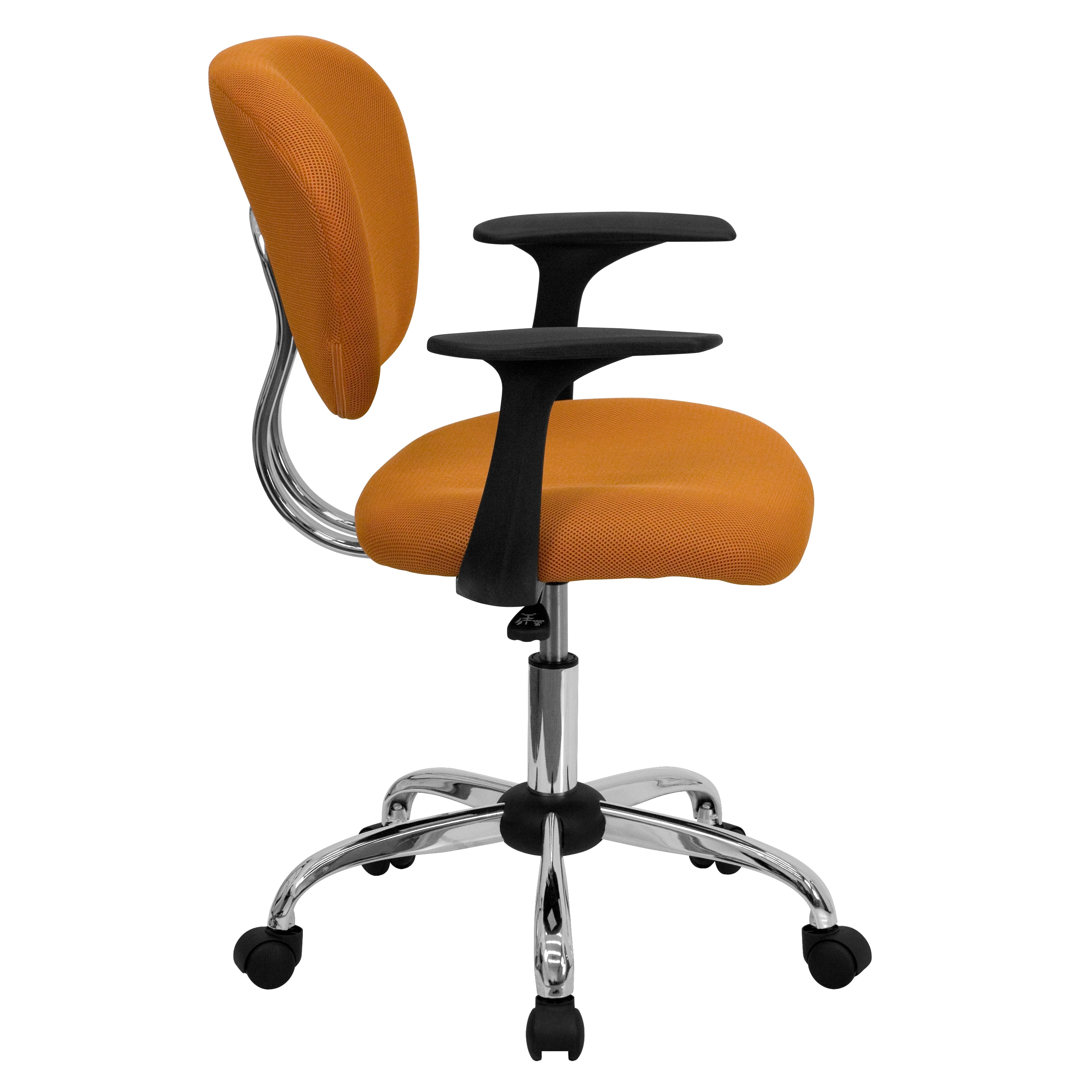 Mid-Back Orange Mesh Swivel Task Chair with Chrome Base