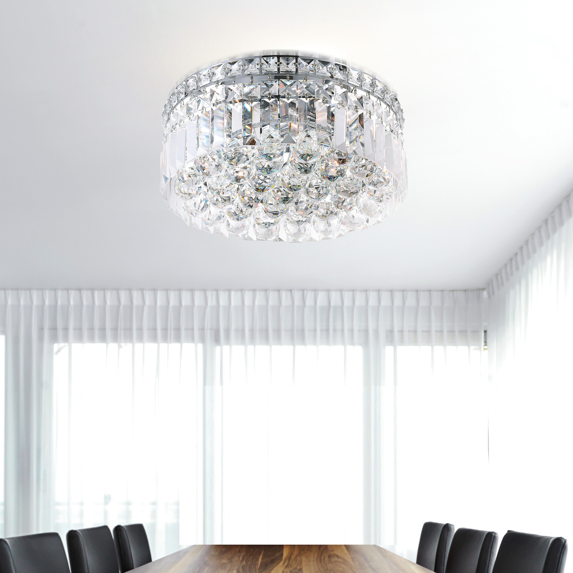 CWI Lighting 8005C12C-R Colosseum 4 -Light 12.0-in Chrome Flush Mount Light