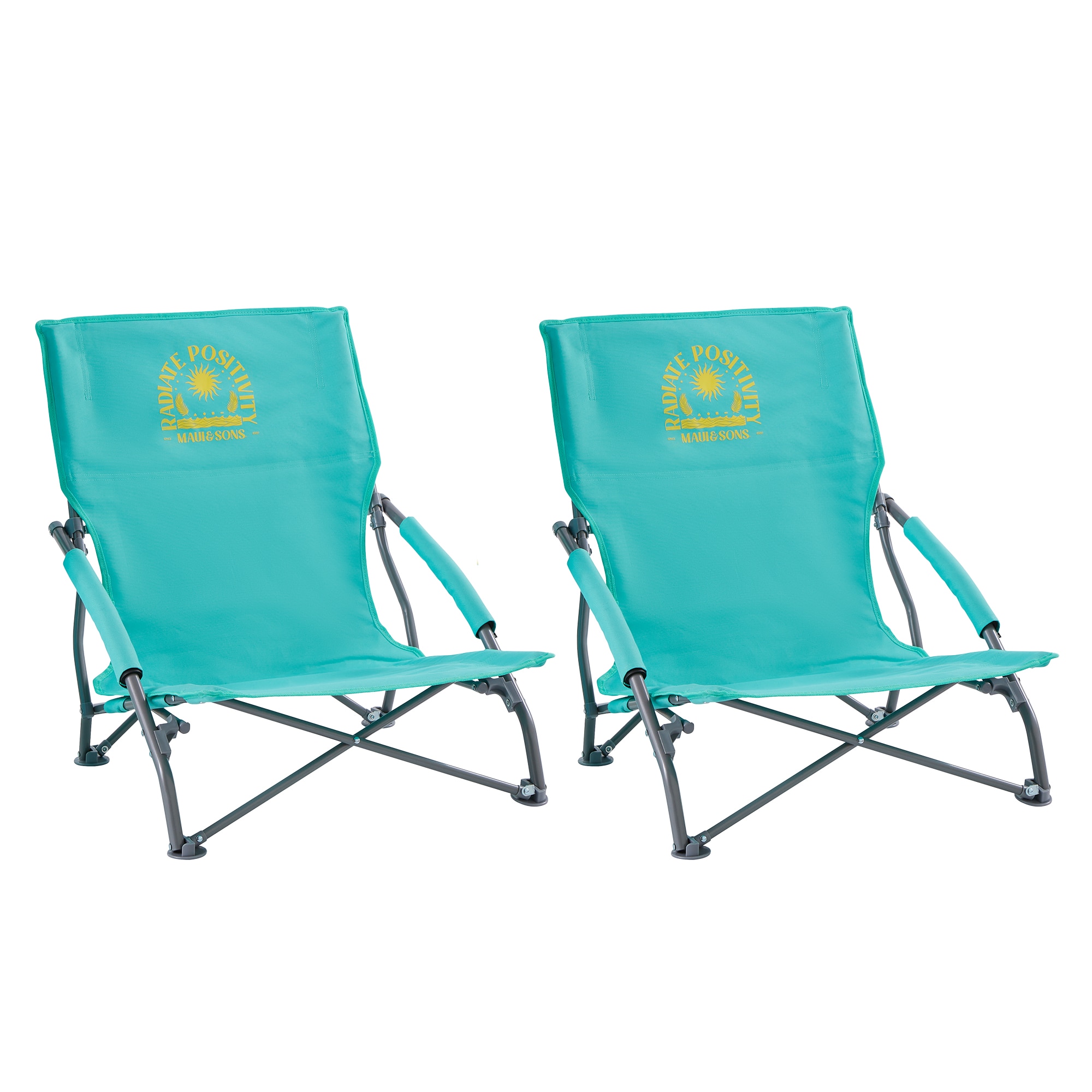 ProductWorks 58325-MYT PVC olefin Teal Folding Beach chair Carrying Strap/Handle Included