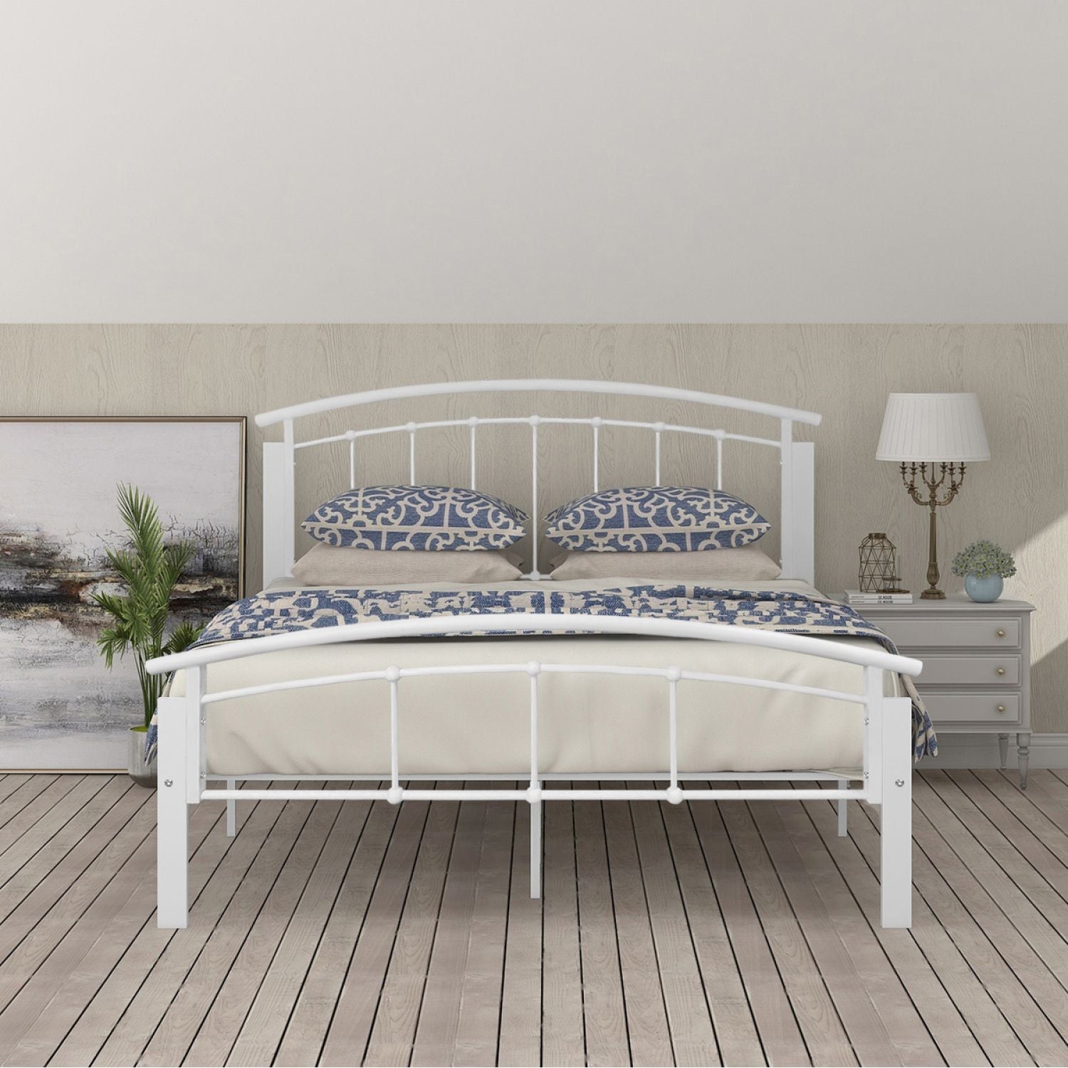 Bereiken lont maagd JASMODER Matte White Queen Contemporary Platform Bed in the Beds department  at Lowes.com