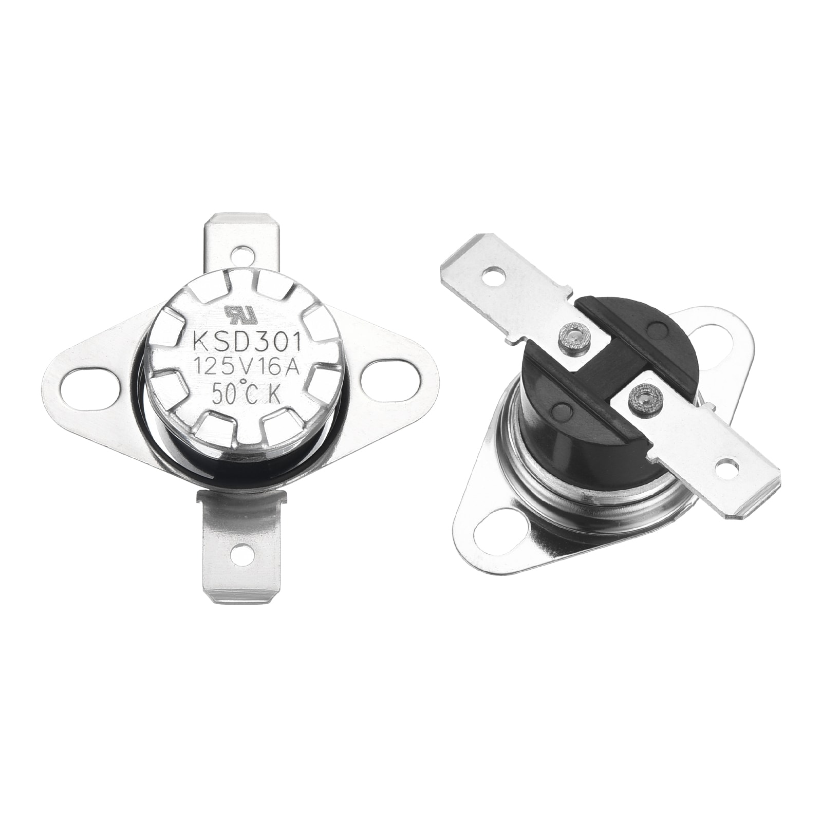 Unique Bargains 2pcs KSD301 Thermostat 50 Degrees Celsius/122 Degrees Fahrenheit 16A Normally Open Adjust Snap Disc Temperature Switch for Microwaves Oven Coffee Maker Bakelite Material #S26012000UX7528